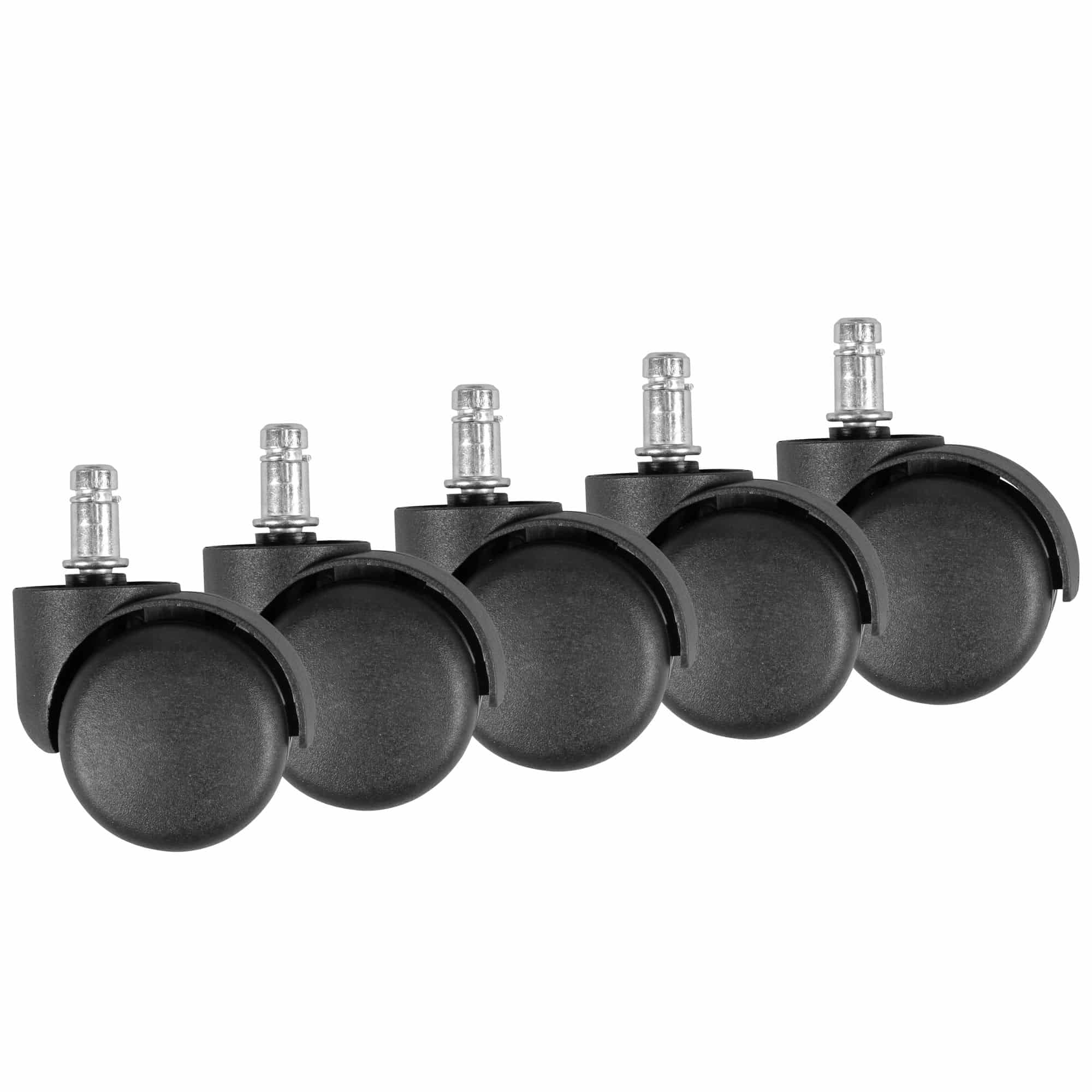29766-AMSTYLE-5er-Set-gebremste-Weichboden-Rollen-fuer-Buerostuhl-11-mm-Stift-Durchmesser-50-mm-Premium-Teppichrollen-in-Schwarz-Dreh-stuhlrollen-fuer-weiche-Boeden-Weichbodenrolle 5er Set gebremste Weichboden-Rollen für Bürostuhl 11 mm Stift / Durchmesser 50 mm
