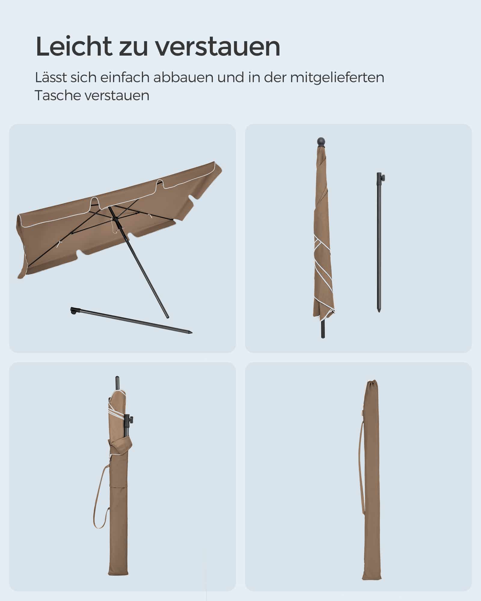 Sonnenschirm 200 x 125 cm knickbar und höhenverstellbar