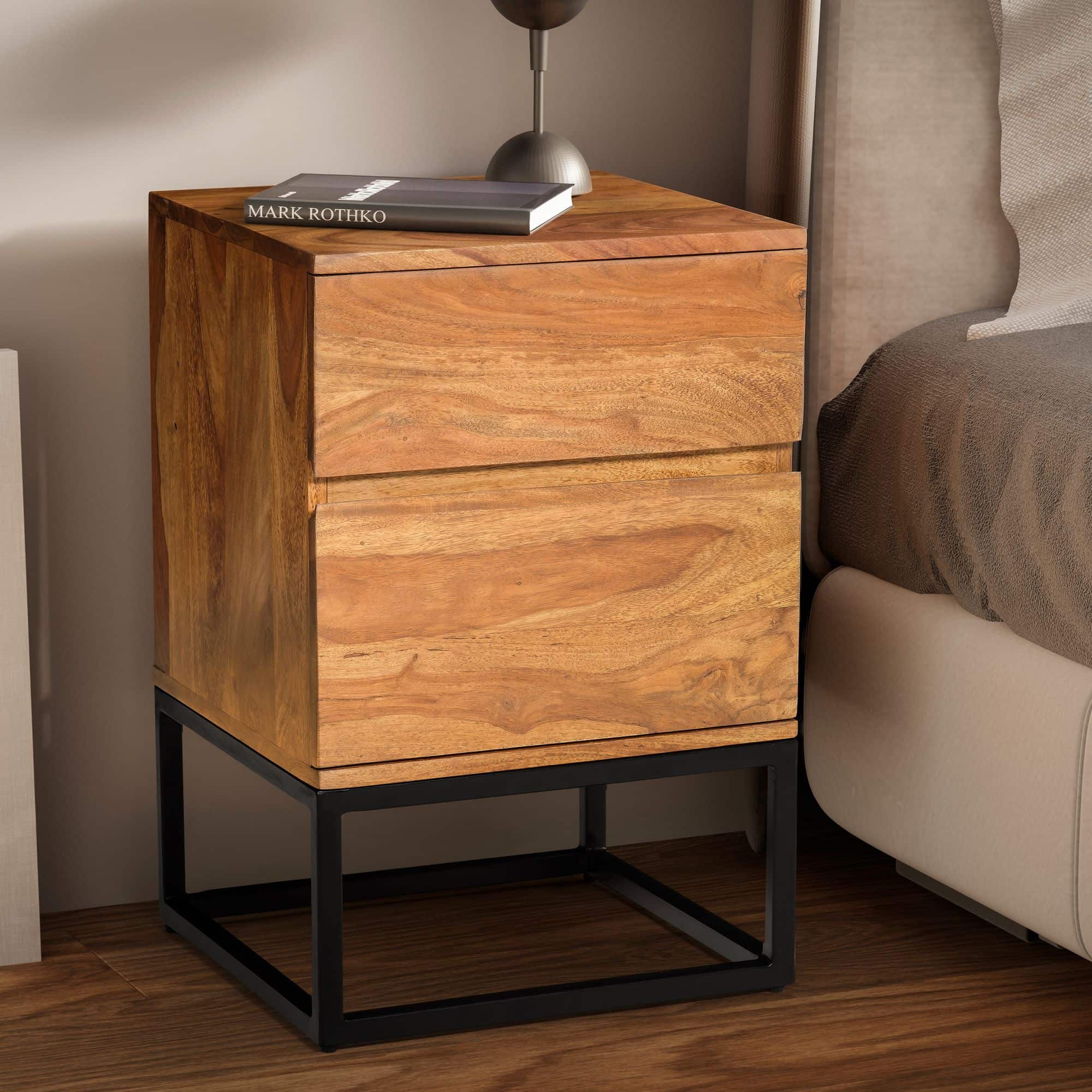 Nachttisch Sheesham Massivholz Metall 40x38x60 cm Nachtschrank Boxspringbett Nachttisch Sheesham Massivholz Metall 40x38x60 cm Nachtschrank Boxspringbett