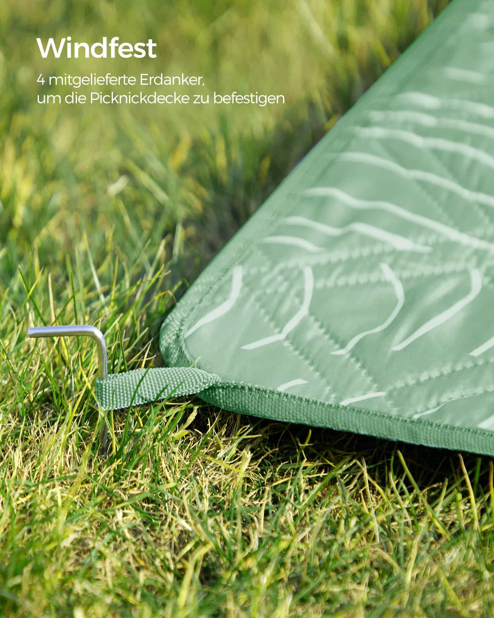 Picknickdecke 300 x 200 cm maschinenwaschbar und faltbar grün-GCM310C03