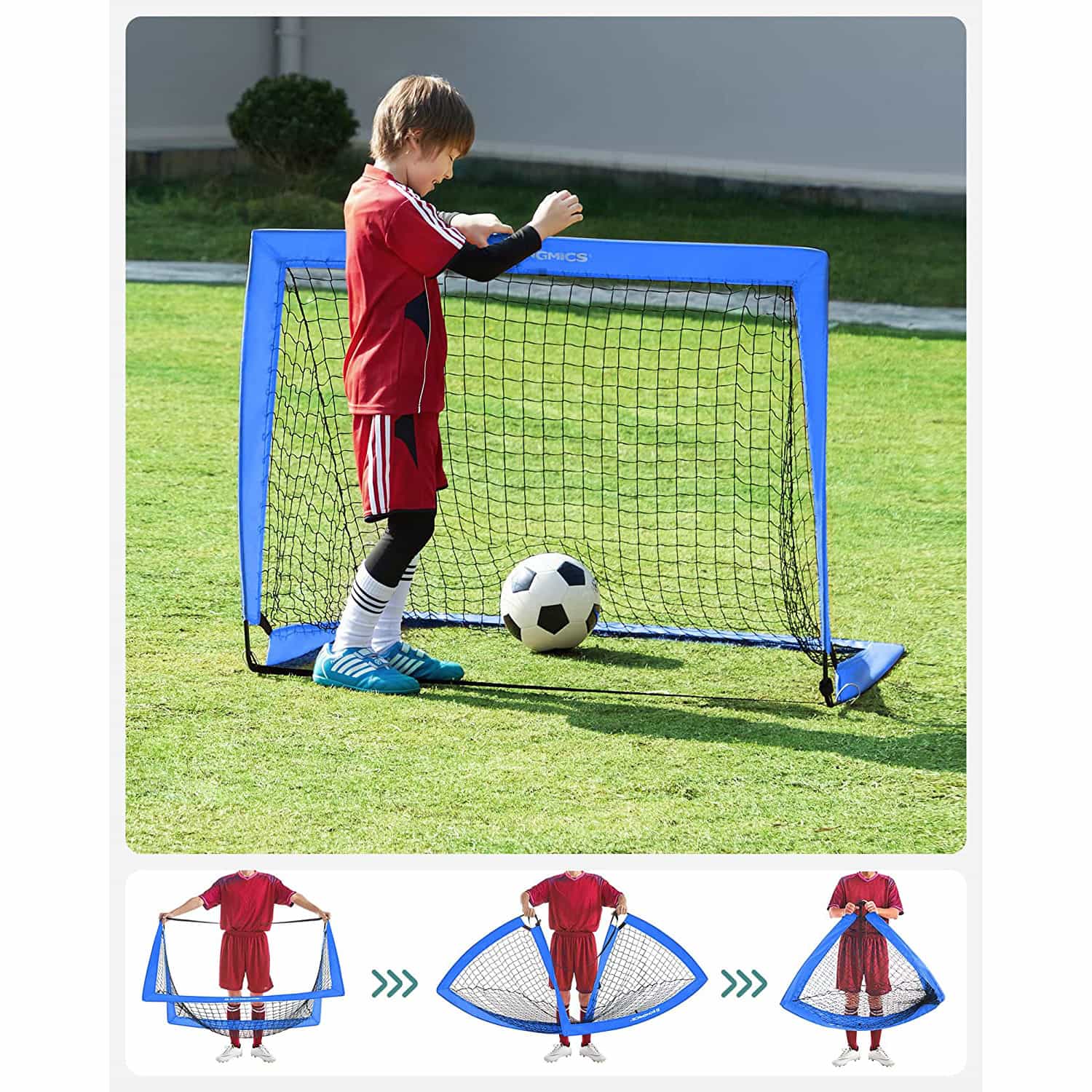 Fußballtor Kinder 2er Set Pop-up blau-SZQ122Q02