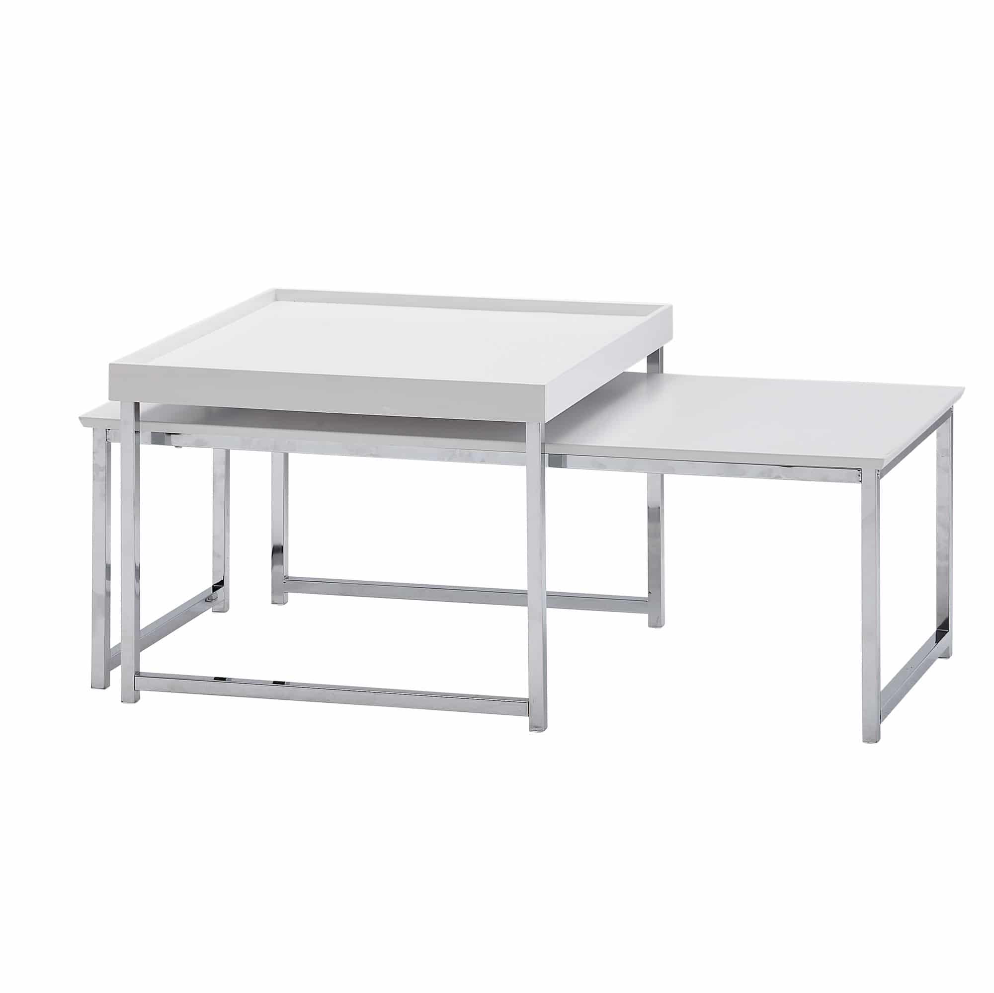 64453-Wohnling-2er-Set-Couchtisch-weiss-WL6-500-WL6-500_1 Couchtisch 2er Set Holz / Metall Sofatisch Eckig Weiß Modern