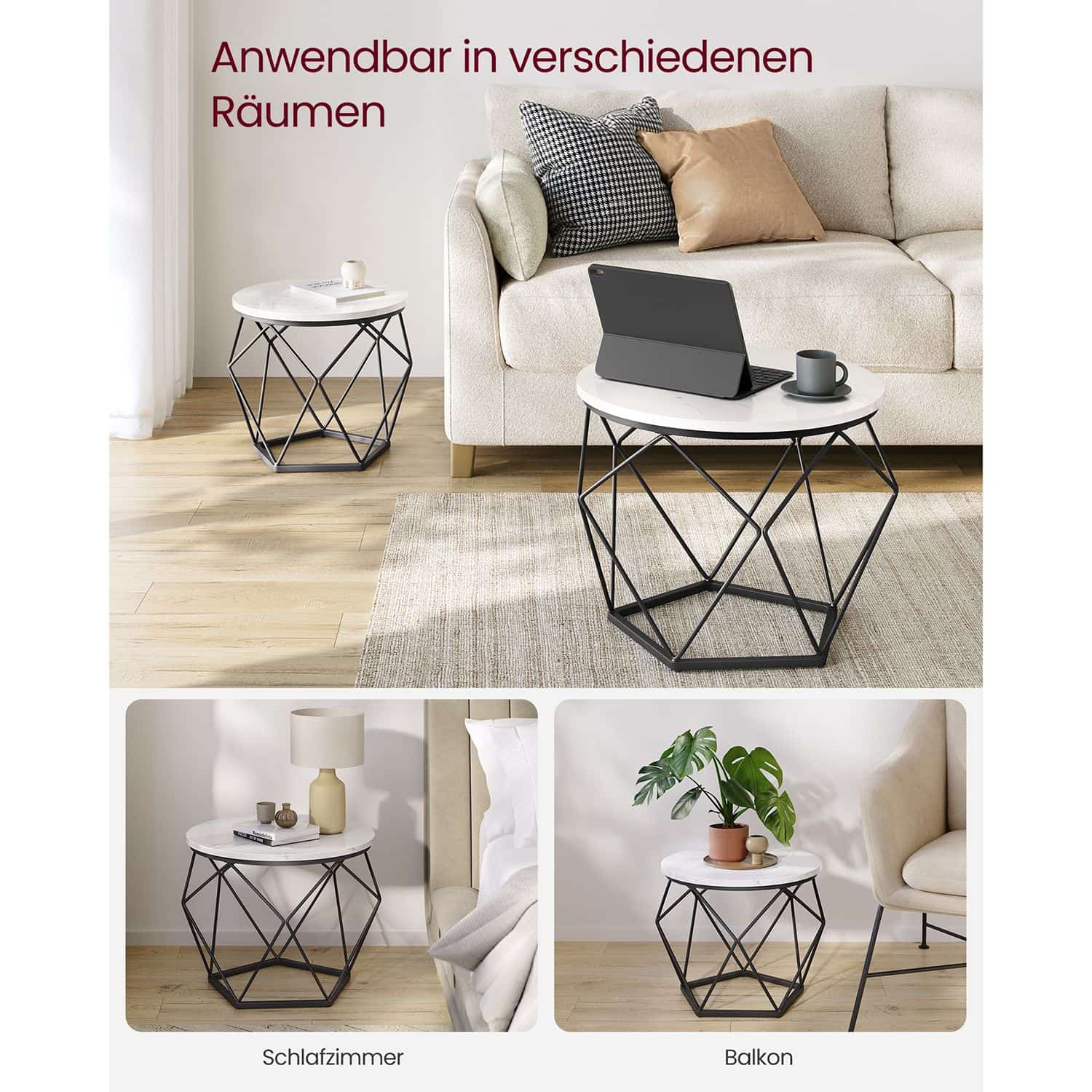 Couchtisch-Set weiß-schwarz 2 Stück-B34LET040B59 Couchtisch-Set weiß-schwarz 2 Stück-B34LET040B59