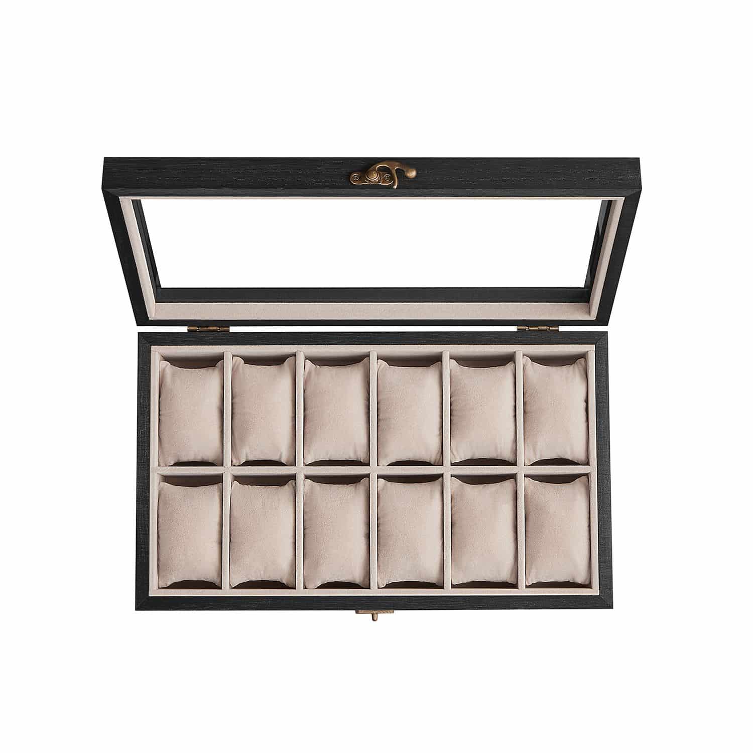 Uhrenbox mit 12 Fächern aus Massivholz Uhrenbox mit 12 Fächern aus Massivholz