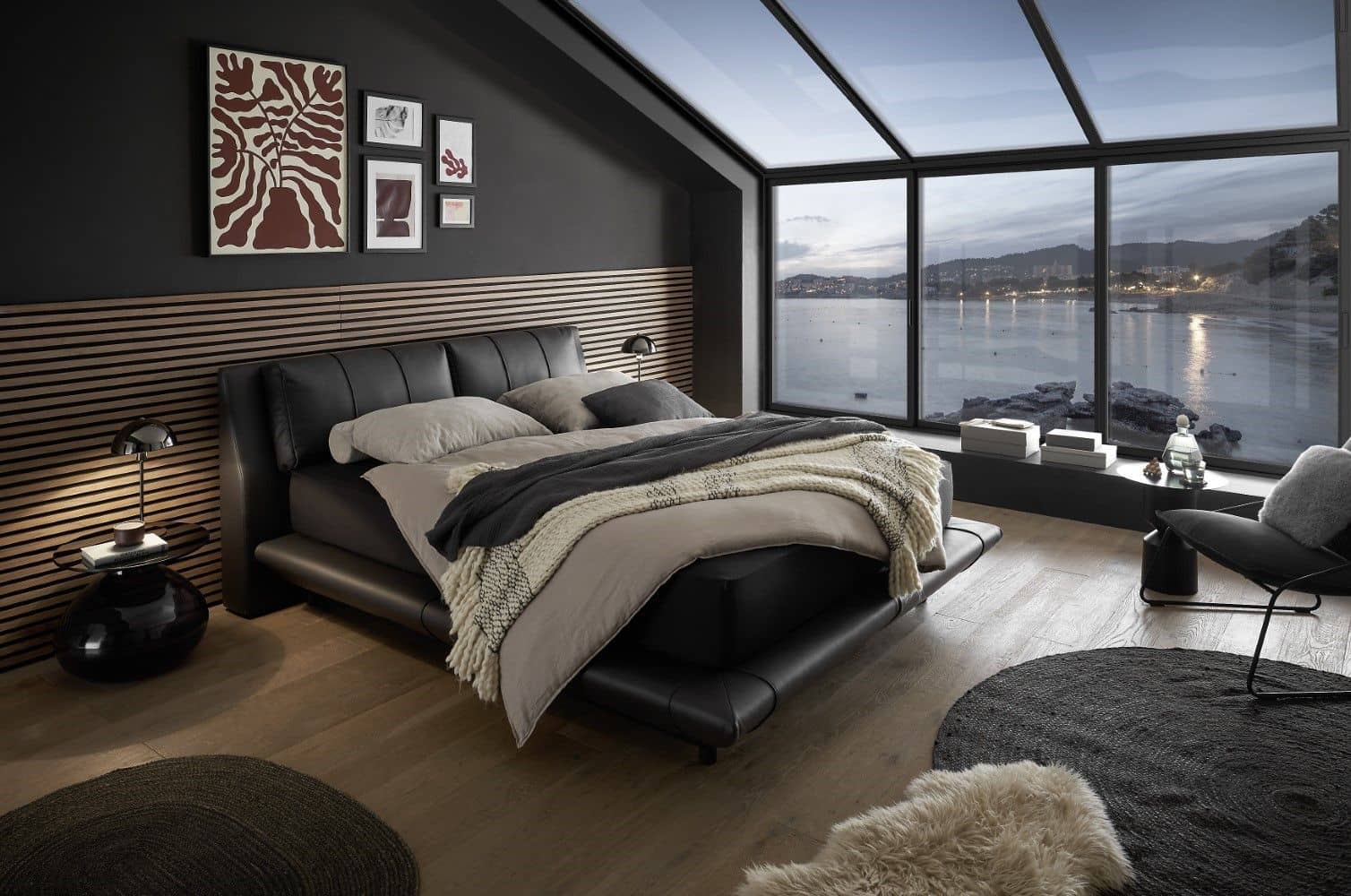 ED Exciting Design Boxbett Midnight 180x200 Schwarz | Nube Kunstleder