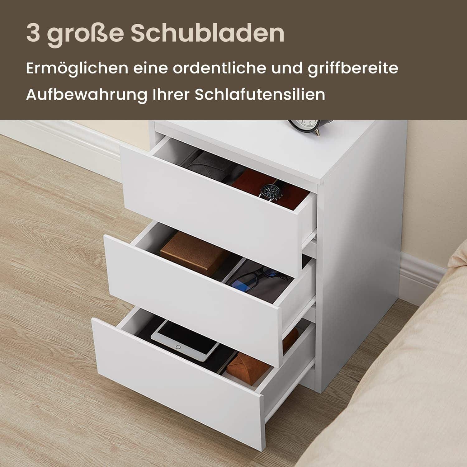 Beistelltisch 2 AC-Steckdosen Schlafzimmer wolkenweiß Beistelltisch 2 AC-Steckdosen Schlafzimmer wolkenweiß