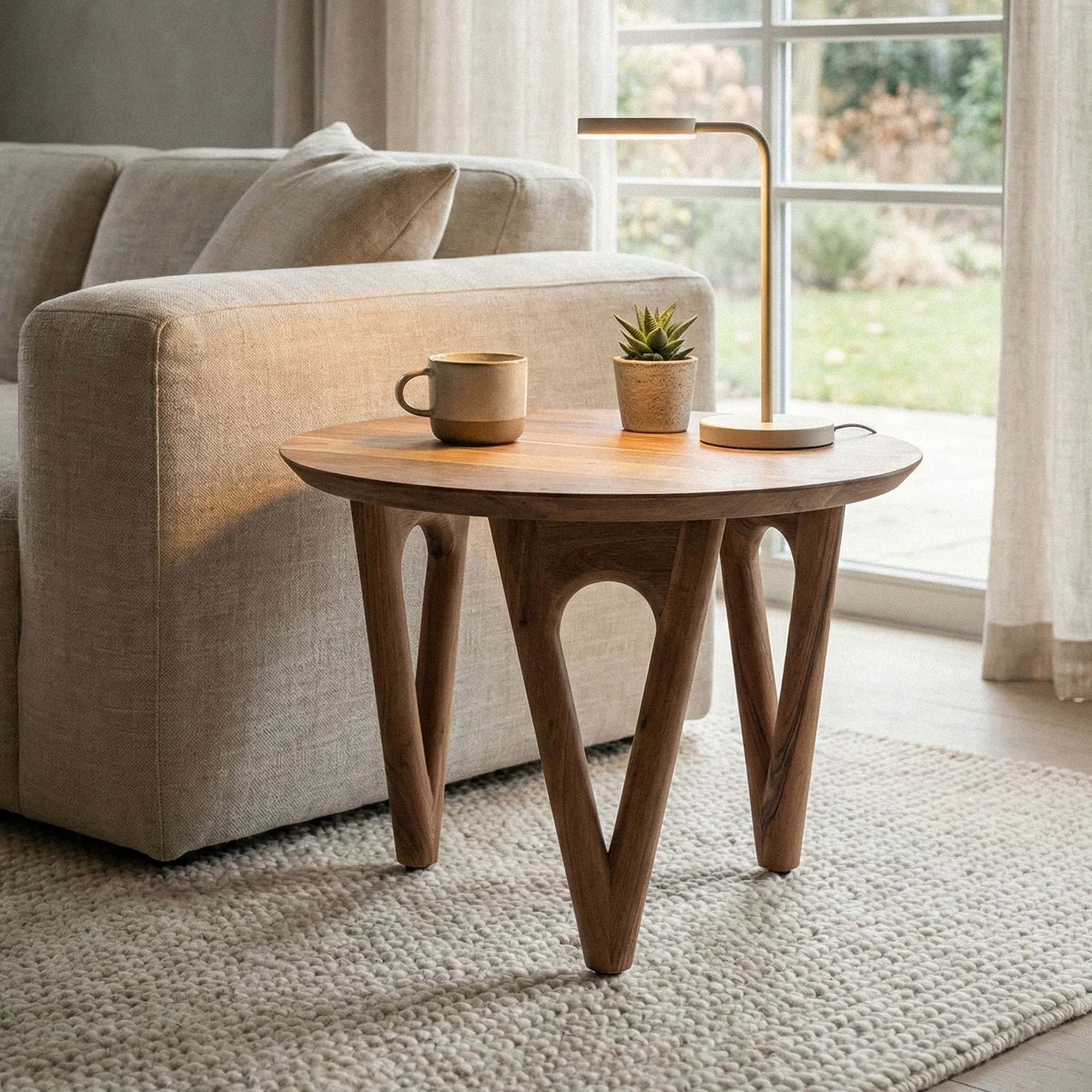 Couchtisch Rund 60 cm Wohnzimmertisch Akazie Massivholz - Sofatisch Holz - Loungetisch Modern - Massiver Design Tisch - Beistelltisch Landhaus Handmade Couchtisch Rund 60 cm Wohnzimmertisch Akazie Massivholz - Sofatisch Holz - Loungetisch Modern - Massiver Design Tisch - Beistelltisch Landhaus Handmade