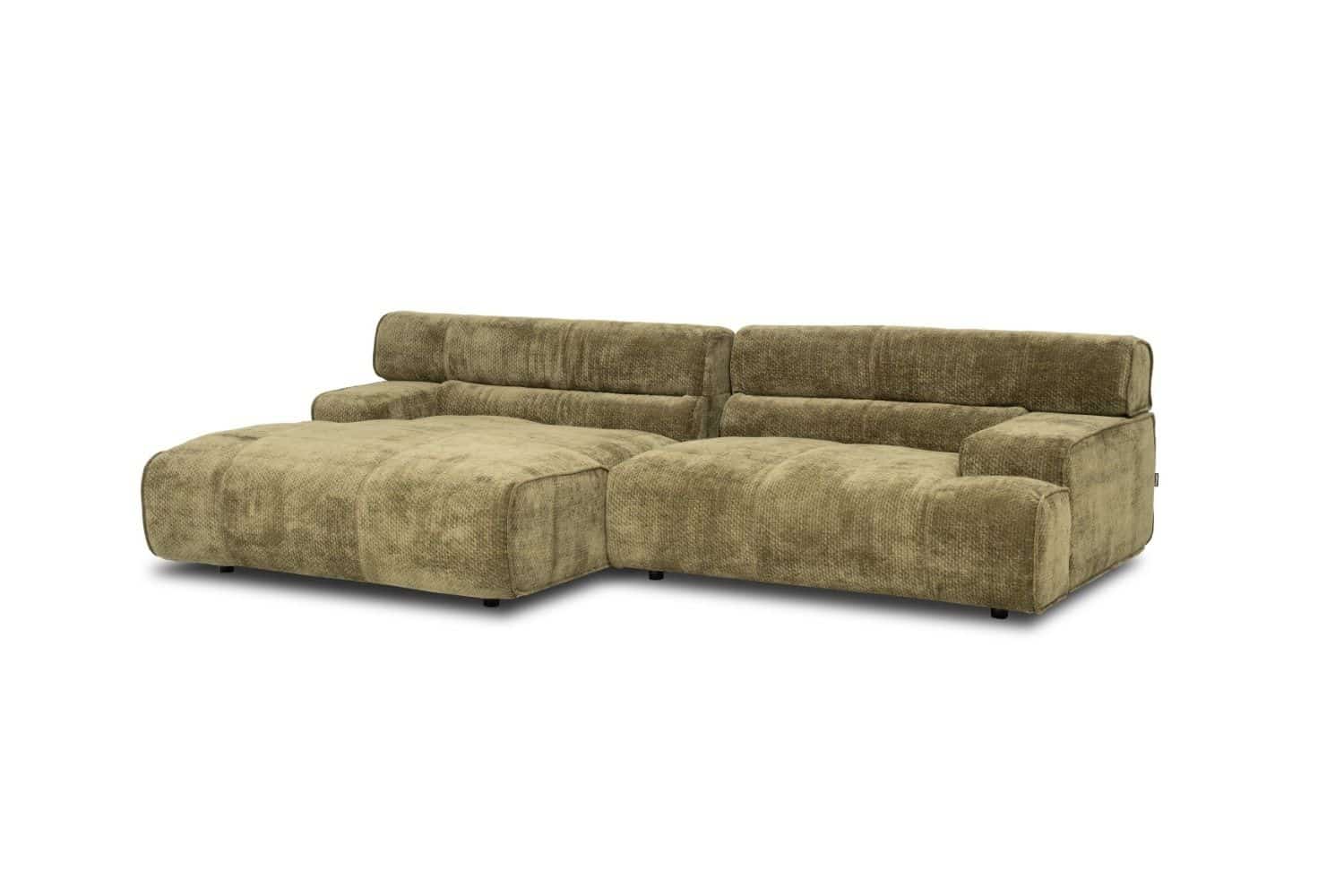 Ecksofa Colosseo Olive – Großzügige Chenille-Couch von designwerk
