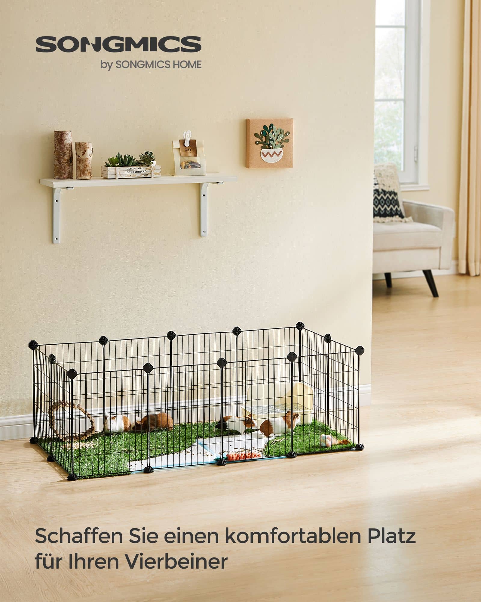 DIY-Kleintiergehege aus Metall 123 x 63 x 41 cm schwarz-LPI001B01 DIY-Kleintiergehege aus Metall 123 x 63 x 41 cm schwarz-LPI001B01