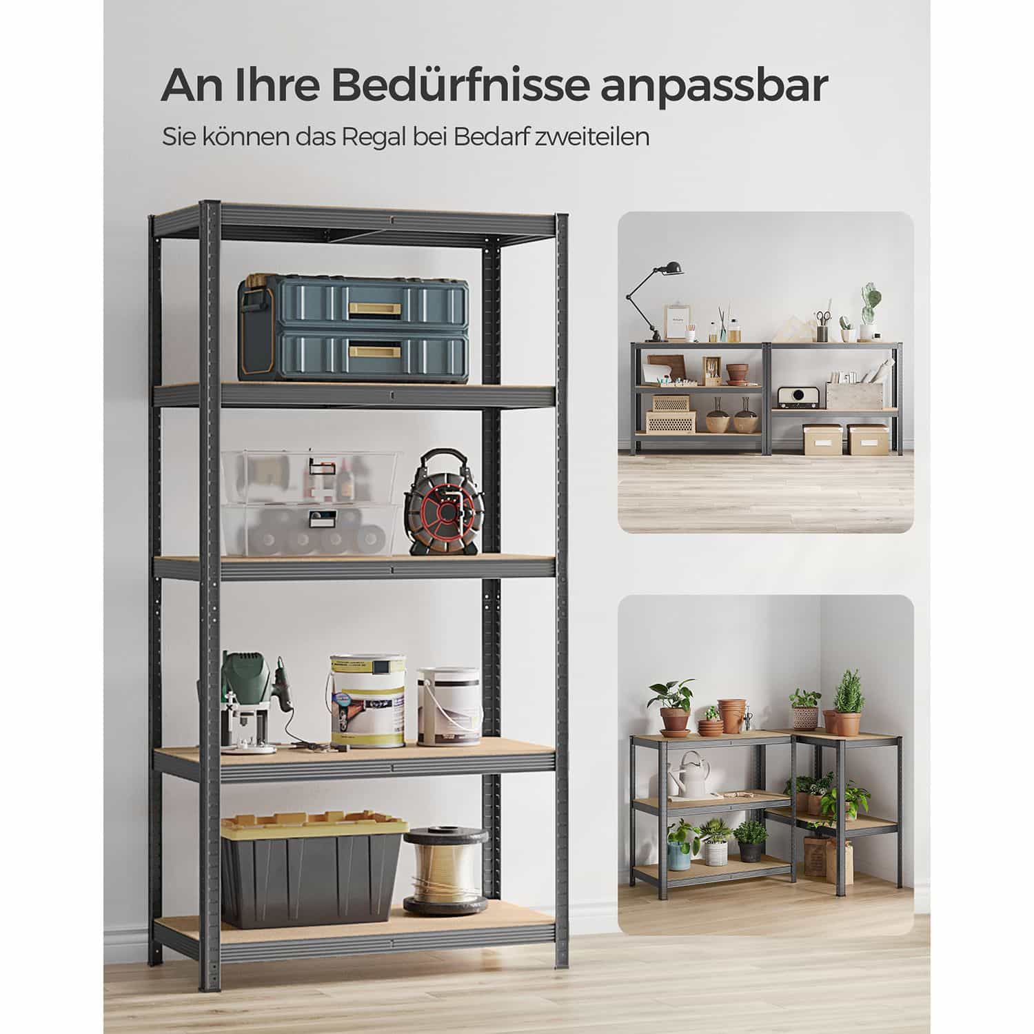 2er Set Lagerregal 200 cm hoch grau-B34GLR050G02 2er Set Lagerregal 200 cm hoch grau-B34GLR050G02