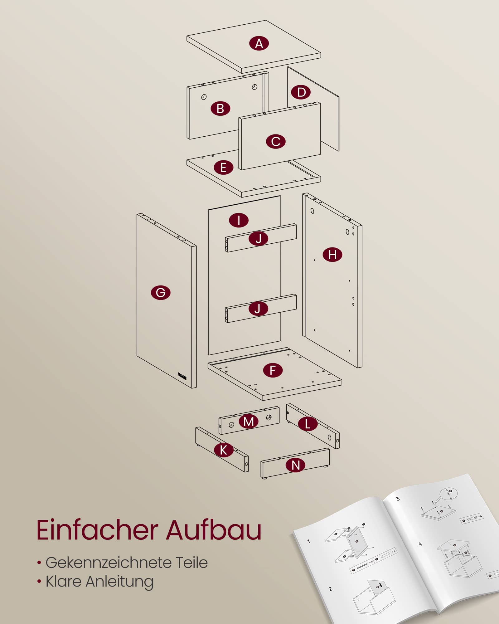 Schmaler Nachttisch 2er Set mit Schubladen naturbeige-wolkenweiß Schmaler Nachttisch 2er Set mit Schubladen naturbeige-wolkenweiß