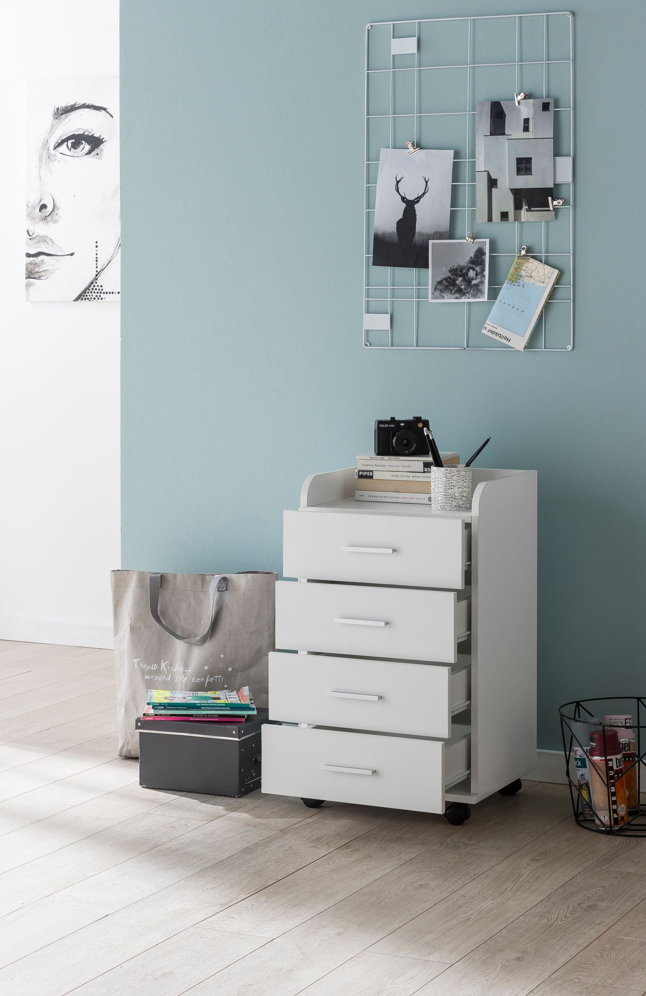 47552-WOHNLING-Rollcontainer-KENT-40x35x65-Weiss-_4 Rollcontainer WL5.748 40 x 70,5 x 33 cm Weiß