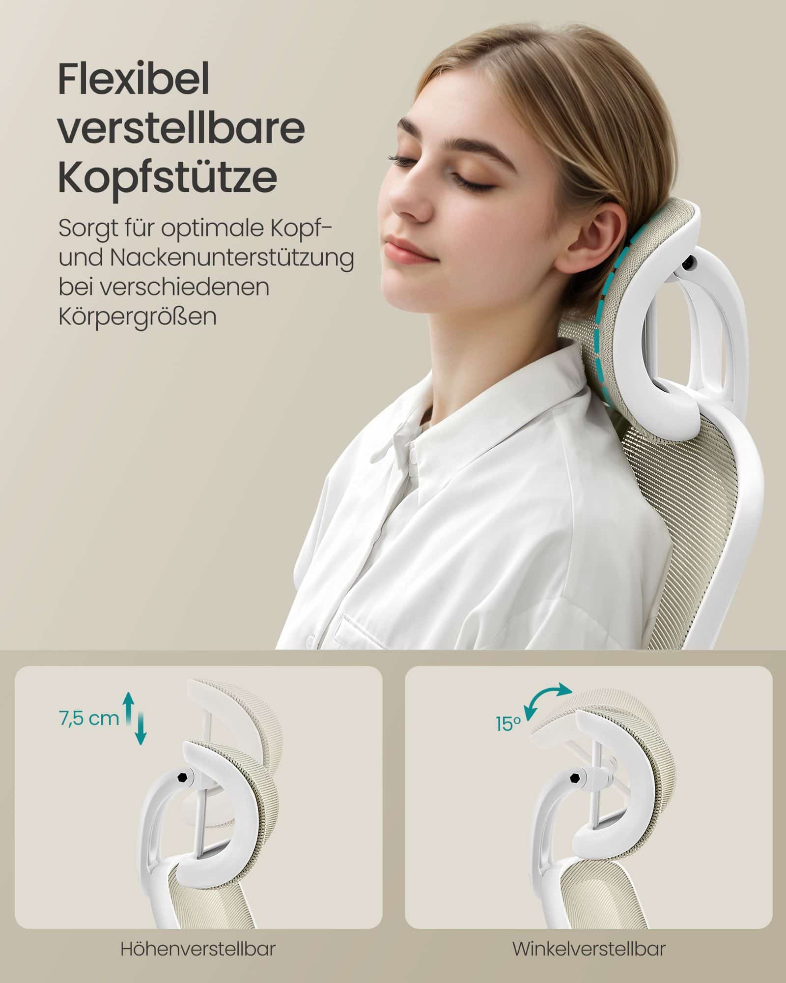 Bürostuhl ergonomisch mit Mesh cappuccinobeige Bürostuhl ergonomisch mit Mesh cappuccinobeige