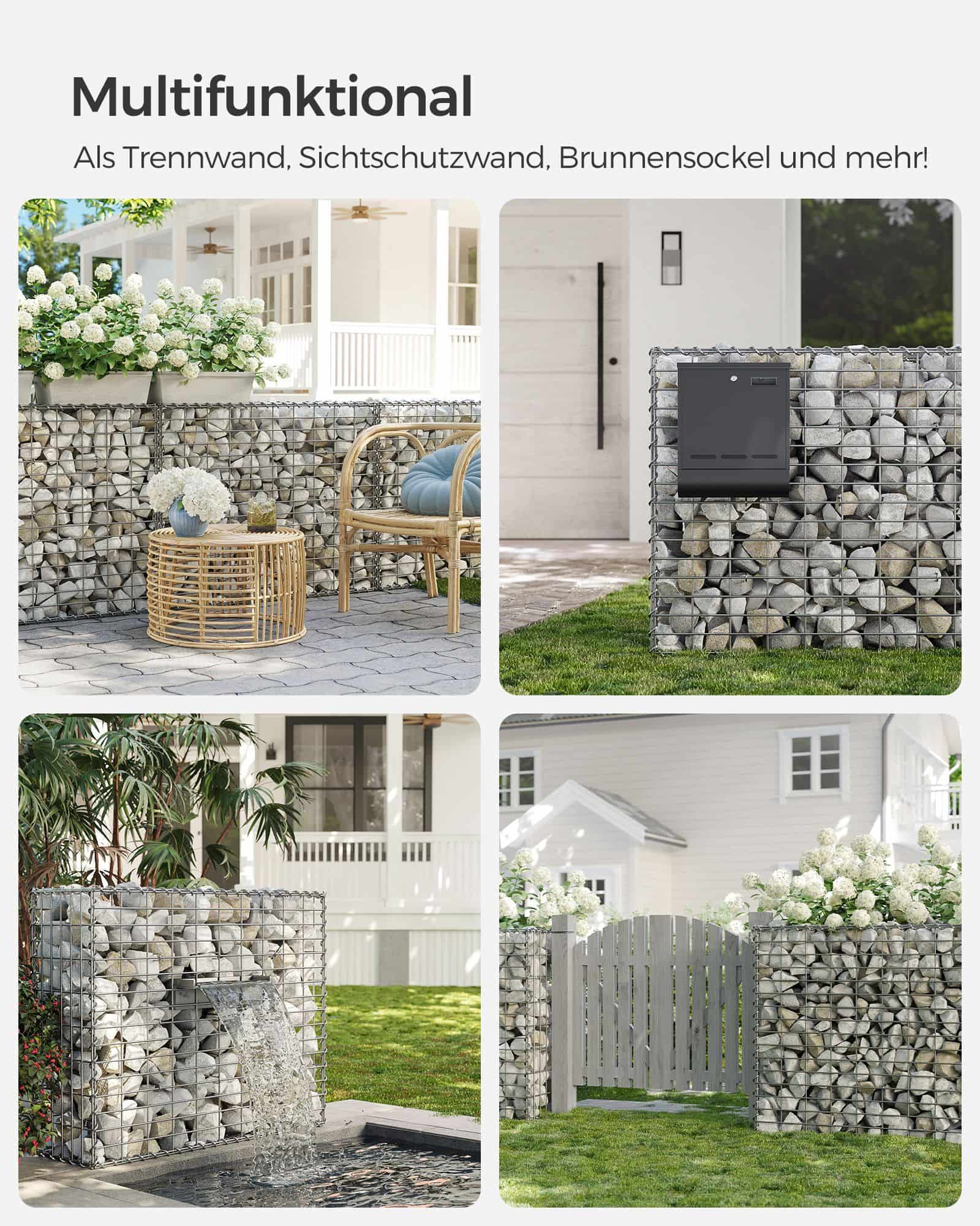 Gabionenkörbe 100 x 80 x 30 cm 4er Set silber-GGB483V1 Gabionenkörbe 100 x 80 x 30 cm 4er Set silber-GGB483V1