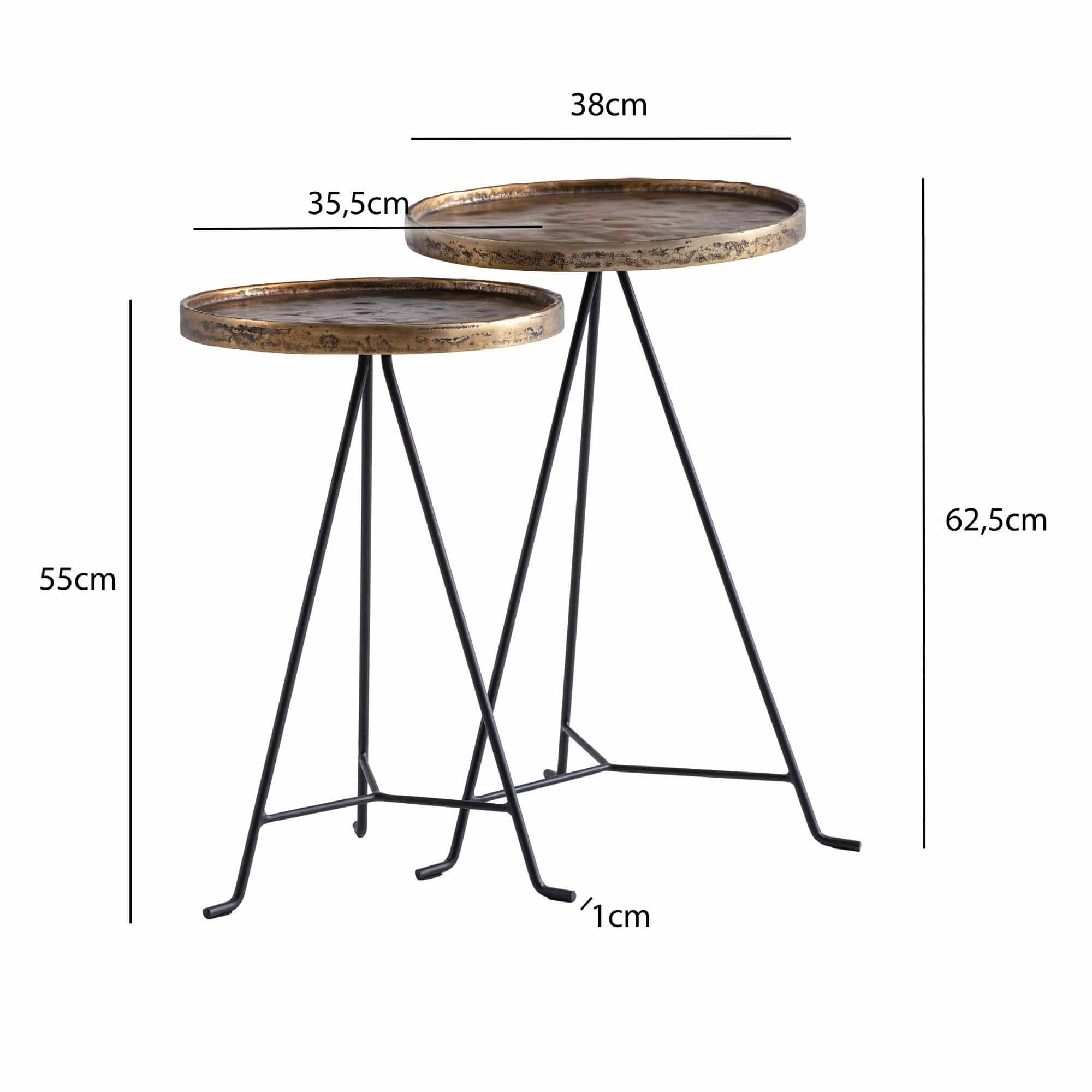 Beistelltisch 2er Set Metall Gold / Schwarz Design Satztisch Rund Beistelltisch 2er Set Metall Gold / Schwarz Design Satztisch Rund