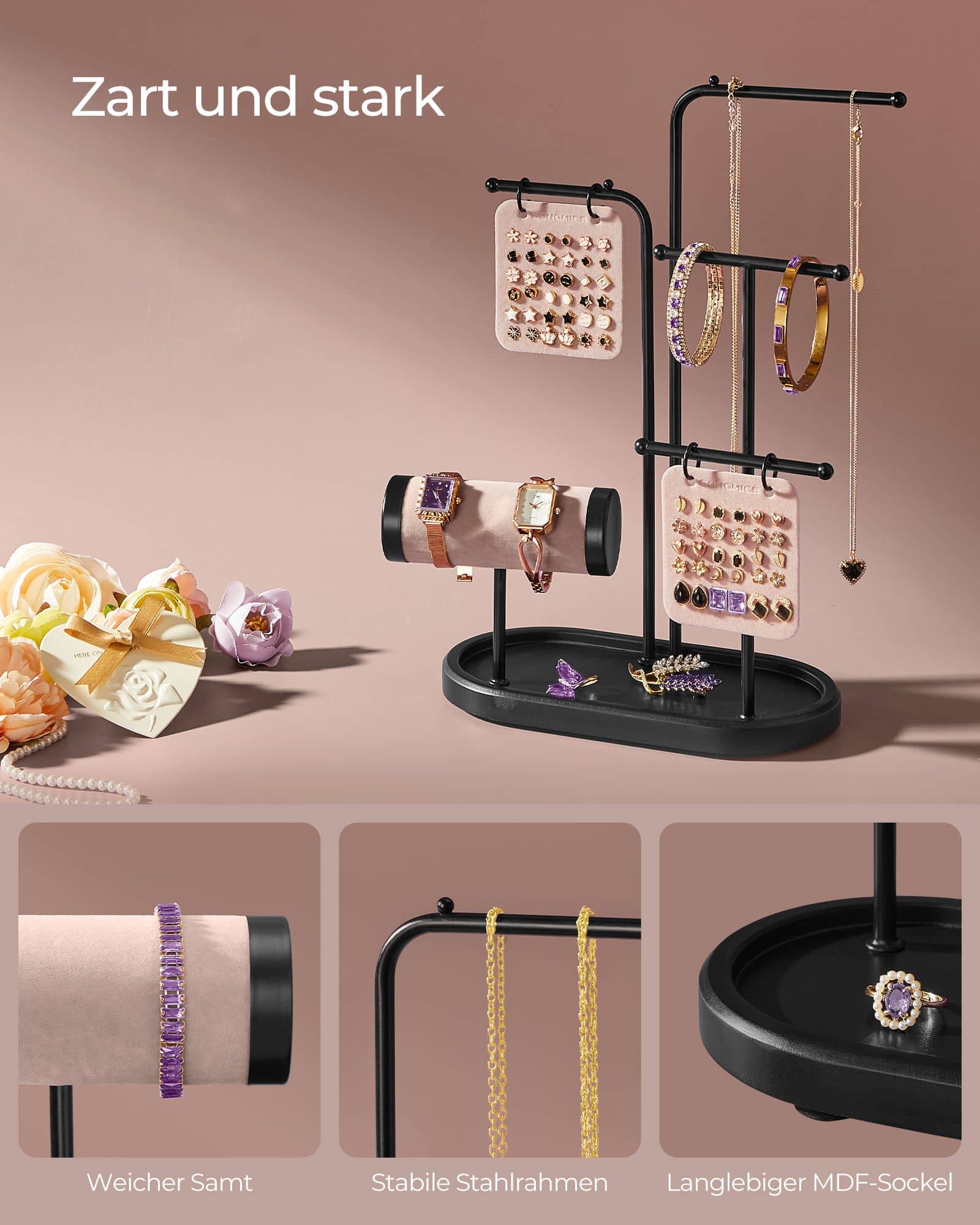Schmuckständer mit 4 Hängestangen aus Metall tintenschwarz Schmuckständer mit 4 Hängestangen aus Metall tintenschwarz