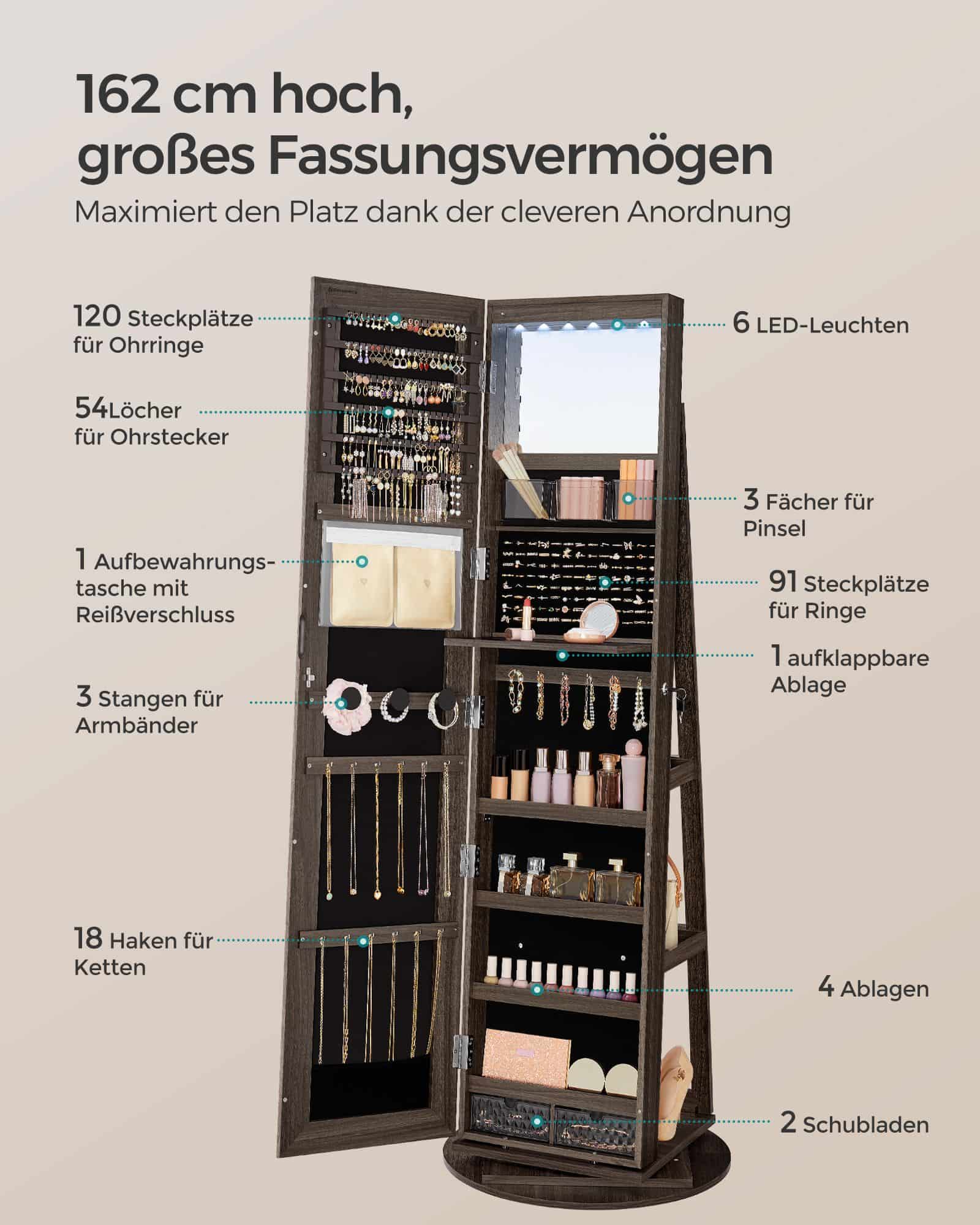 Schmuckschrank, Spiegelschrank, mit rahmenlosem Ganzkörperspiegel Schmuckschrank, Spiegelschrank, mit rahmenlosem Ganzkörperspiegel