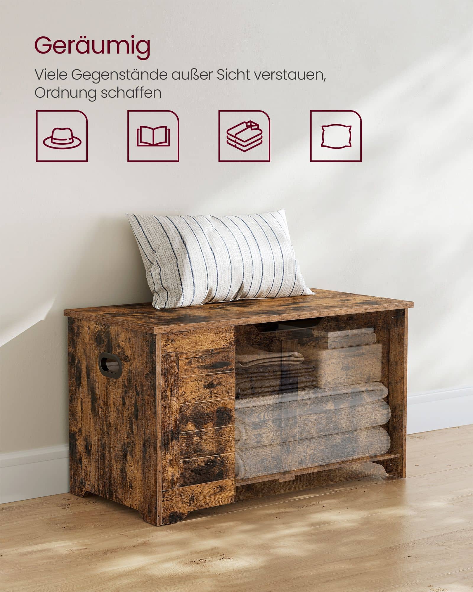 Sitzbank mit Stauraum Vintage-Stil vintagebraun-LSB063T01 Sitzbank mit Stauraum Vintage-Stil vintagebraun-LSB063T01