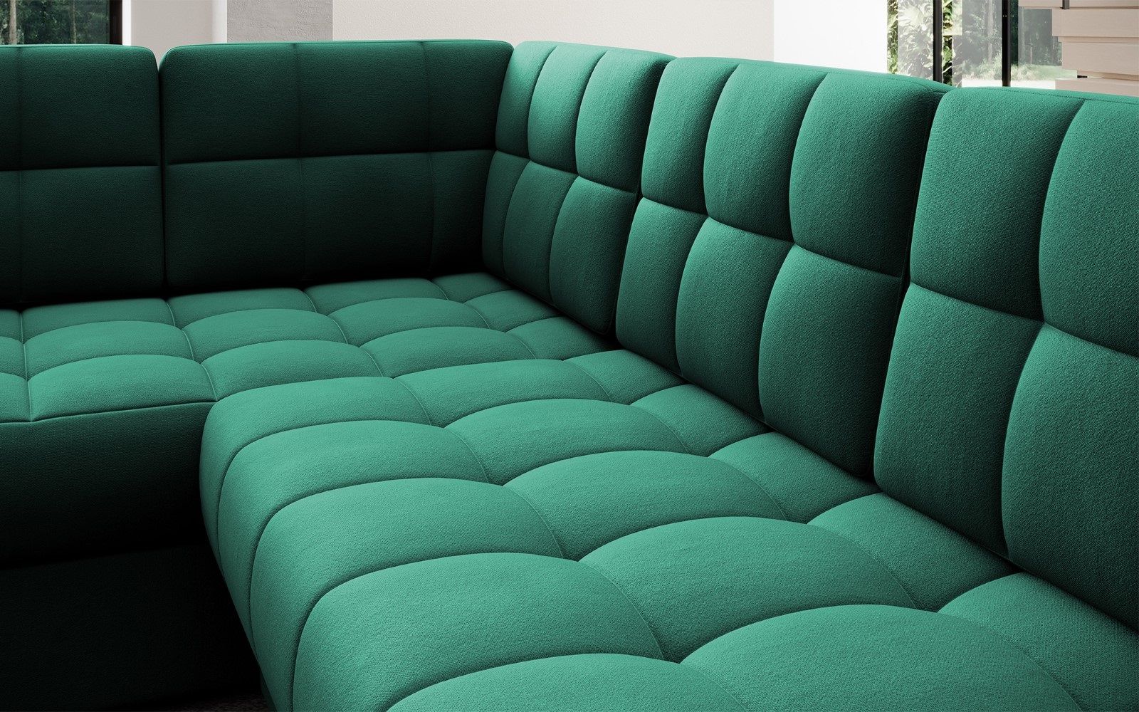 Wohnlandschaft Blewett Dunkelgrün Lukso mit Schlaffunktion