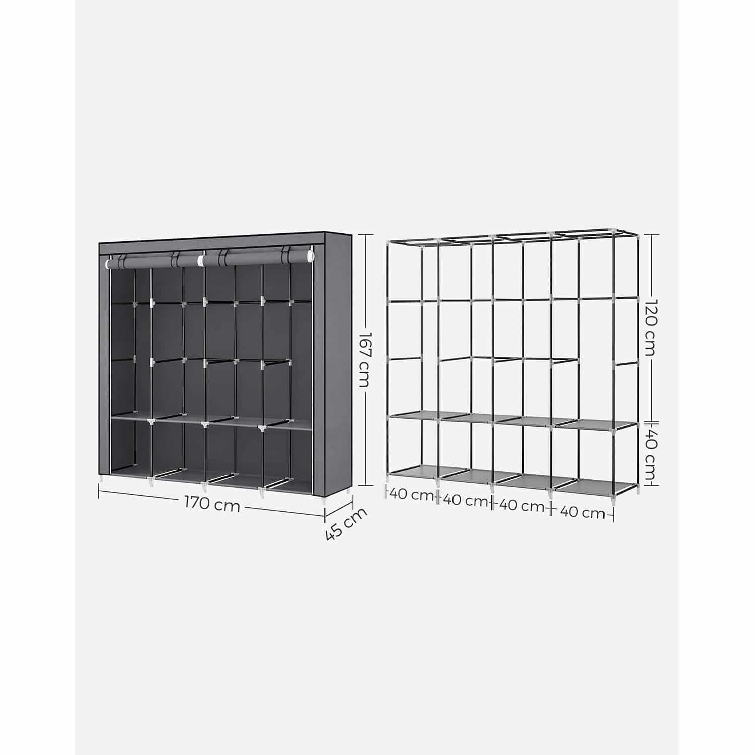 Stoffschrank mit 4 Kleiderstangen und 4 Seitentaschen-RYG094G02 Stoffschrank mit 4 Kleiderstangen und 4 Seitentaschen-RYG094G02