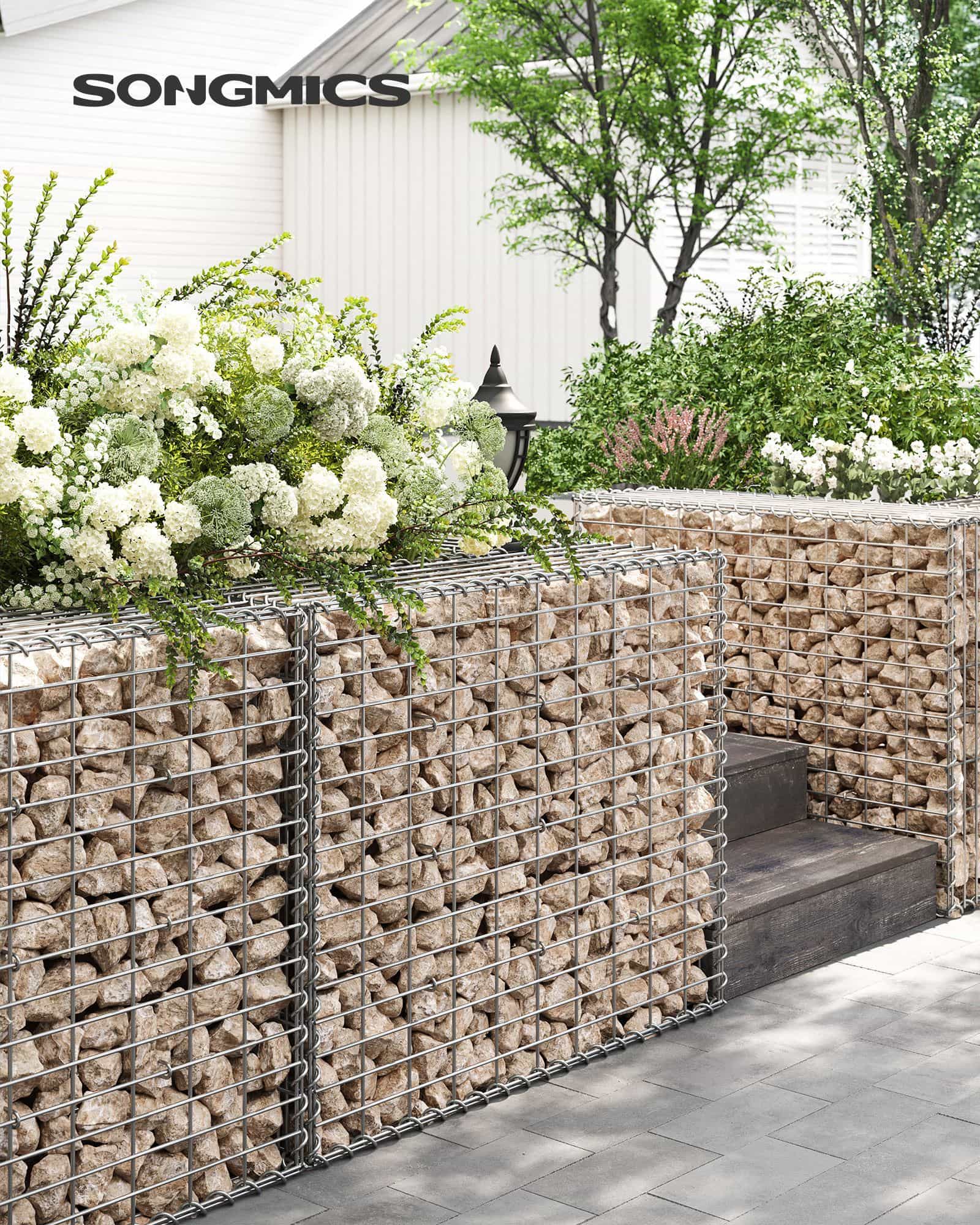 Gabionenkörbe 100 x 80 x 30 cm 4er Set silber-GGB483V1 Gabionenkörbe 100 x 80 x 30 cm 4er Set silber-GGB483V1