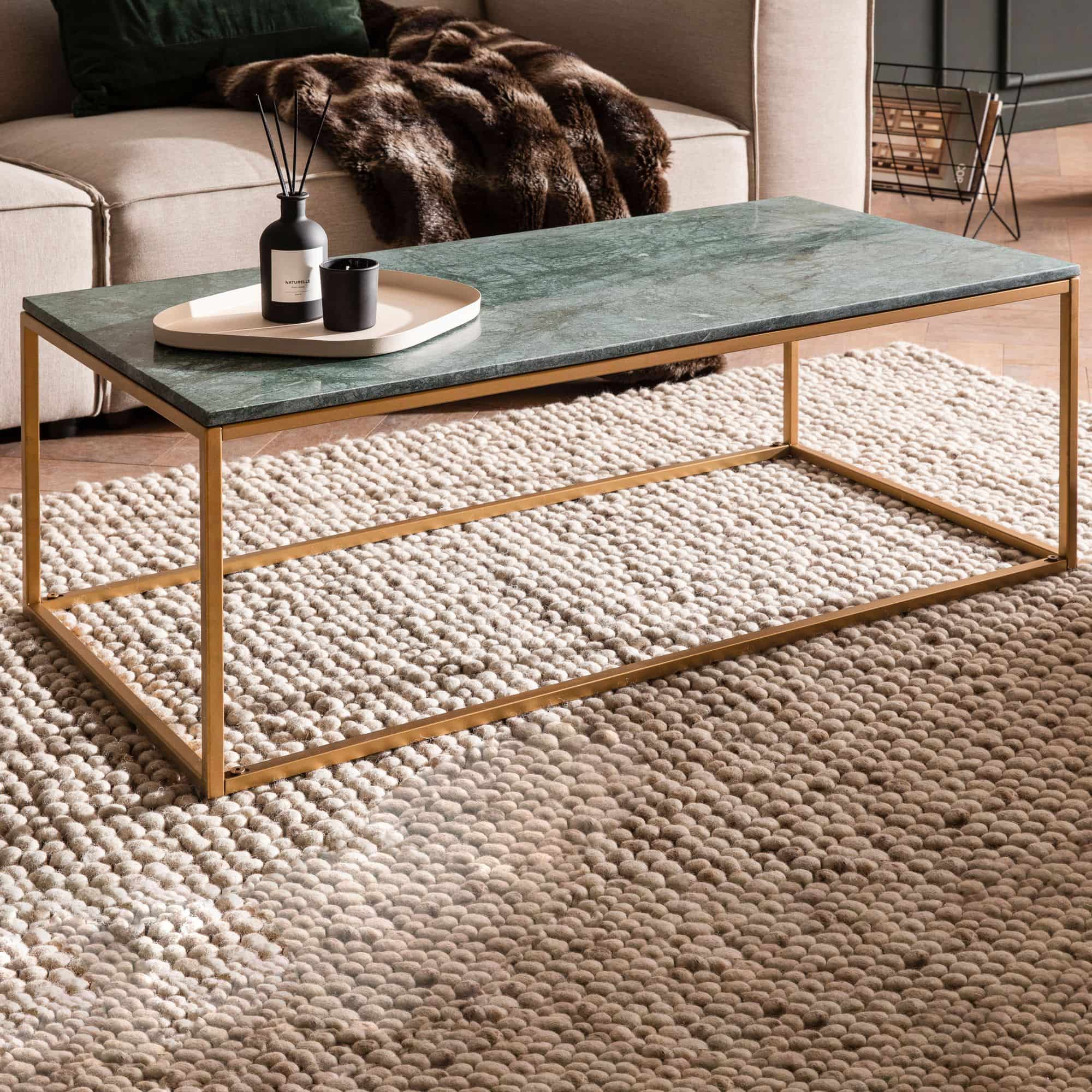 Couchtisch Echter Marmor Grün 100x50x35 cm Sofatisch Metall Gold Couchtisch Echter Marmor Grün 100x50x35 cm Sofatisch Metall Gold