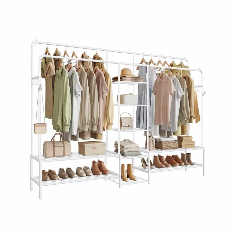 Garderobenständer mit 9 Ablagen für Schlafzimmer weiß Garderobenständer mit 9 Ablagen für Schlafzimmer weiß