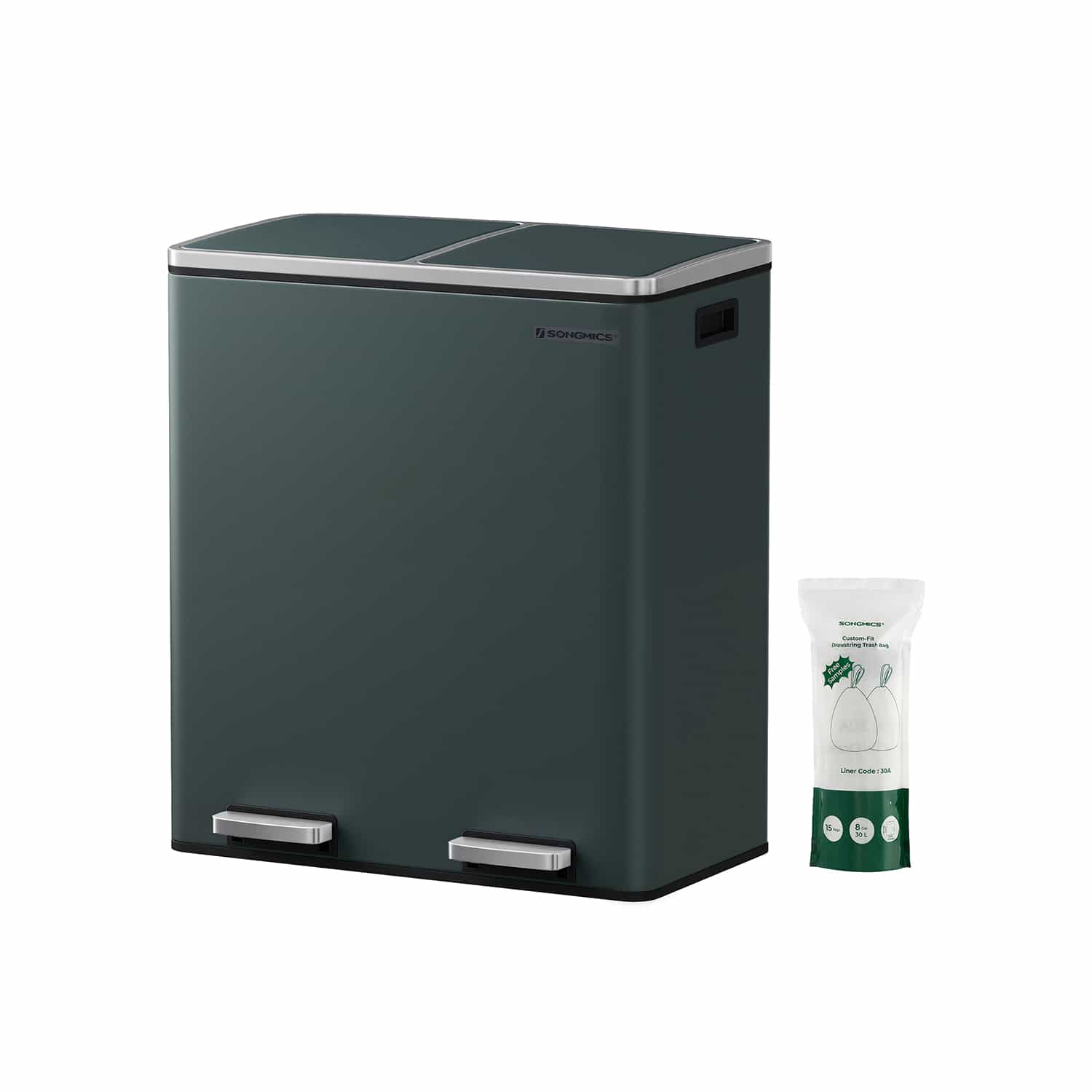 Mülleimer 60 Liter (2 x 30 L) Grau-B34LTB60GS Mülleimer 60 Liter (2 x 30 L) Grau-B34LTB60GS