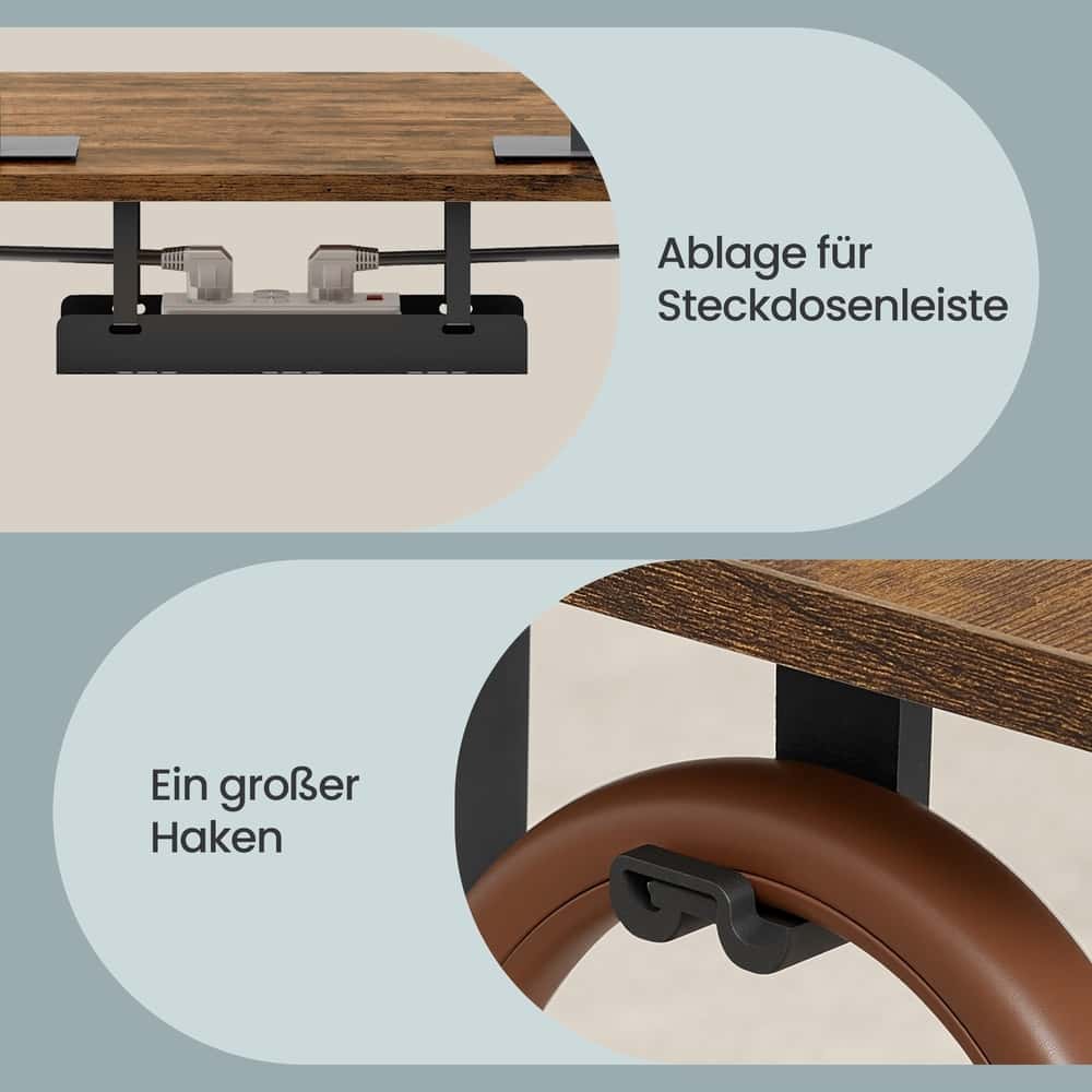 Höhenverstellbarer Schreibtisch elektrisch, 180 x 80 cm, mit USB-C-Anschluss