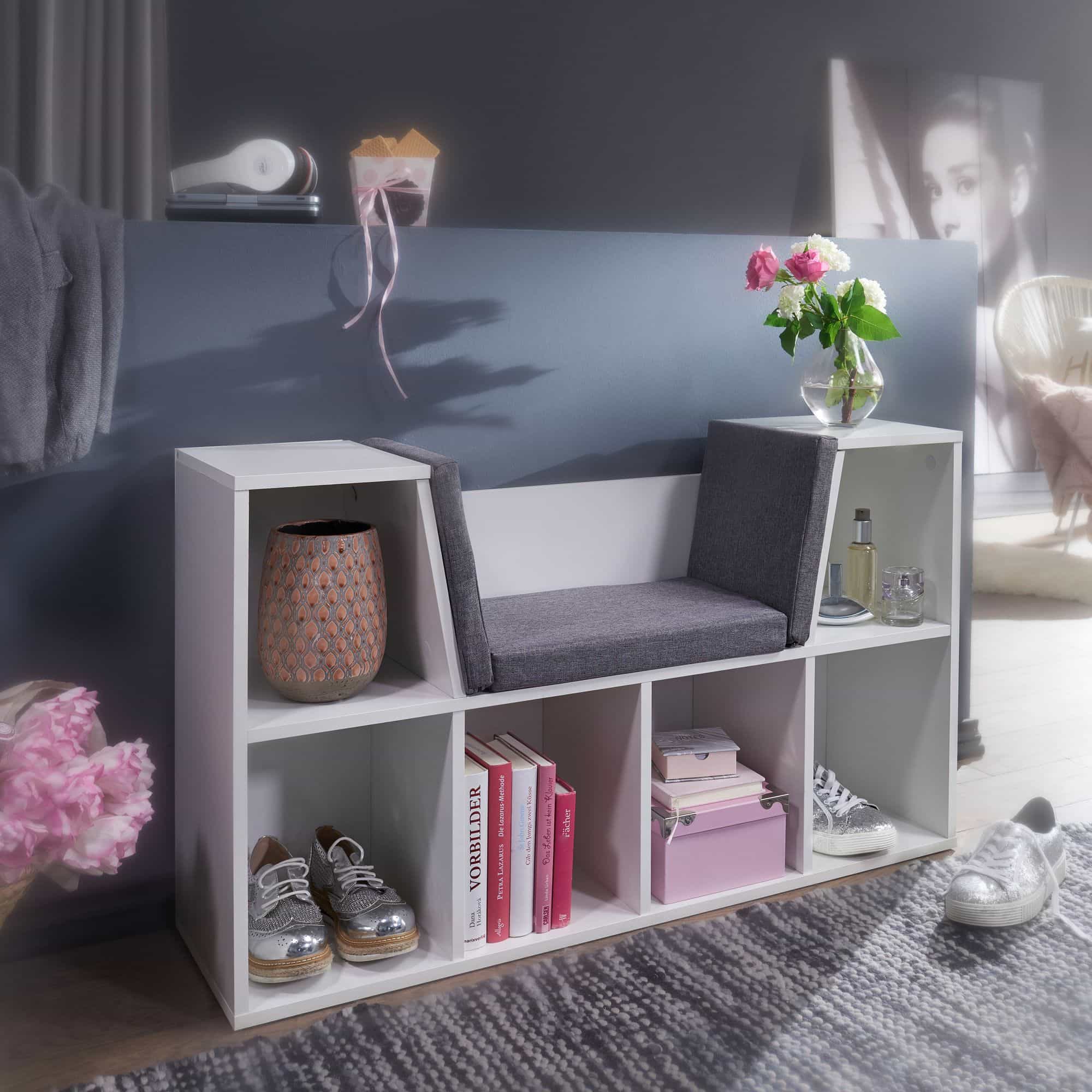 52562-WOHNLING-Regal-mit-Sitzflaeche-102x30x61-cm-Weiss-WL6-068-WL6-068_1 Design Regal mit Sitzfläche 101,5 x 61,5 x 30 cm Weiß Matt