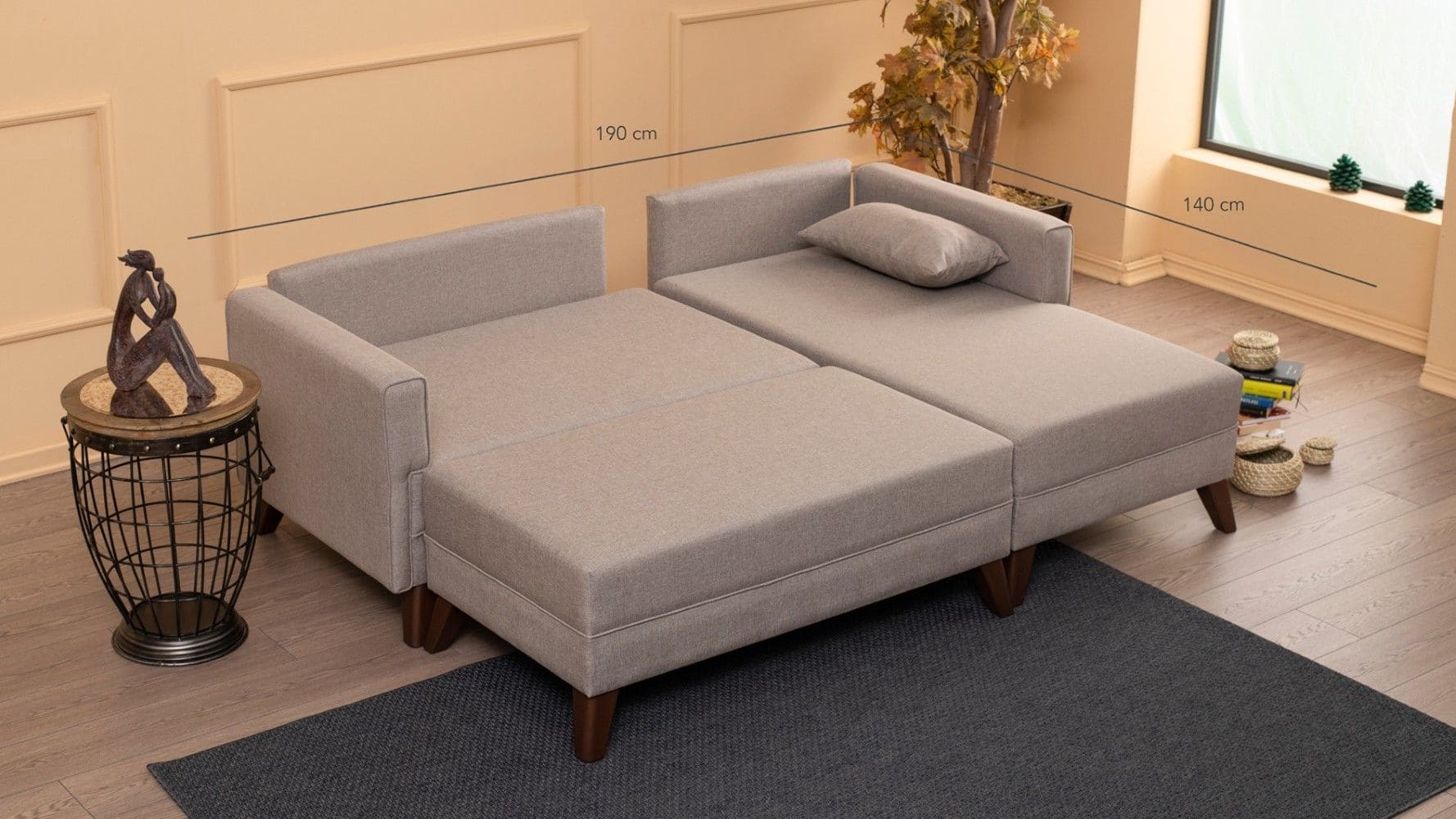 Kleines Bella Ecksofa mit Hocker – Die perfekte Lösung für kleine Räume