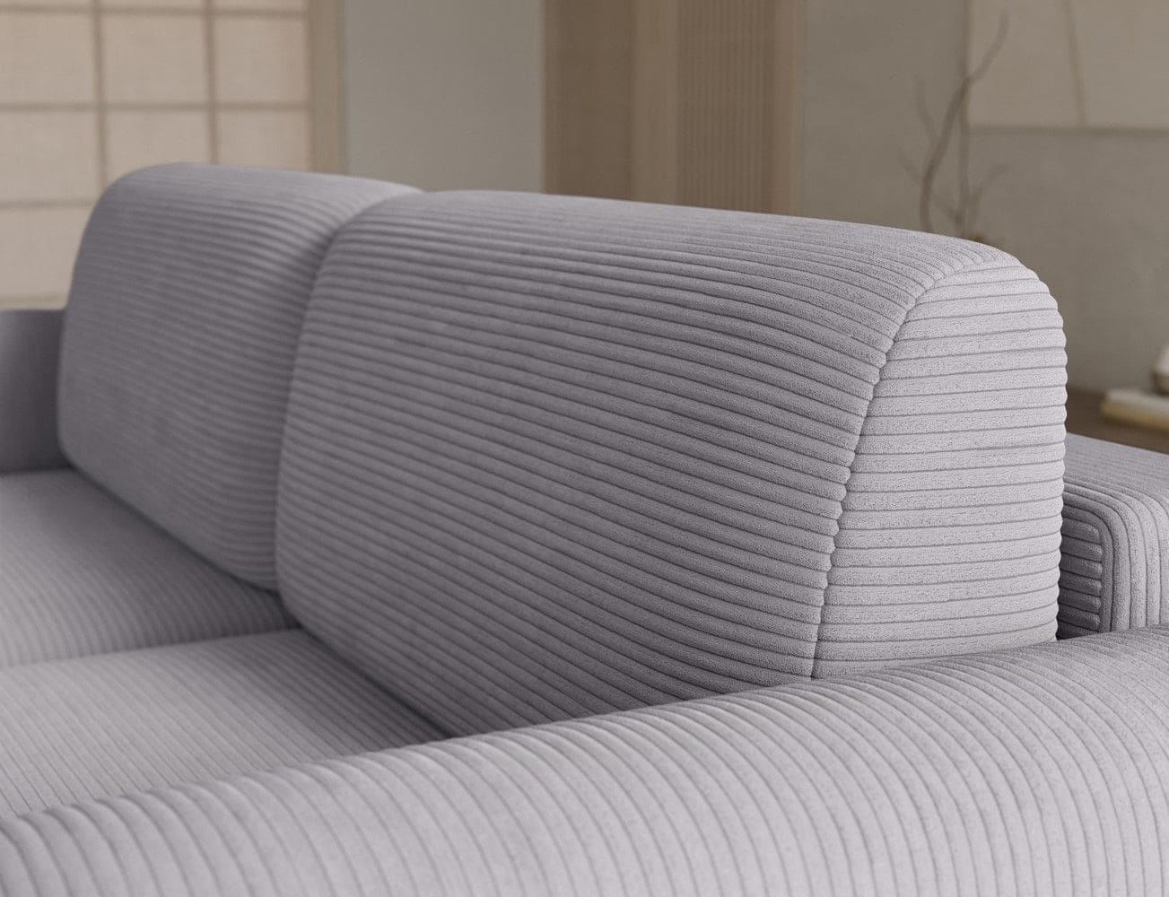 Ecksofa Acossta Jarrell Breitcord Grau mit Schlaffunktion Ecksofa Acossta Jarrell Breitcord Grau mit Schlaffunktion