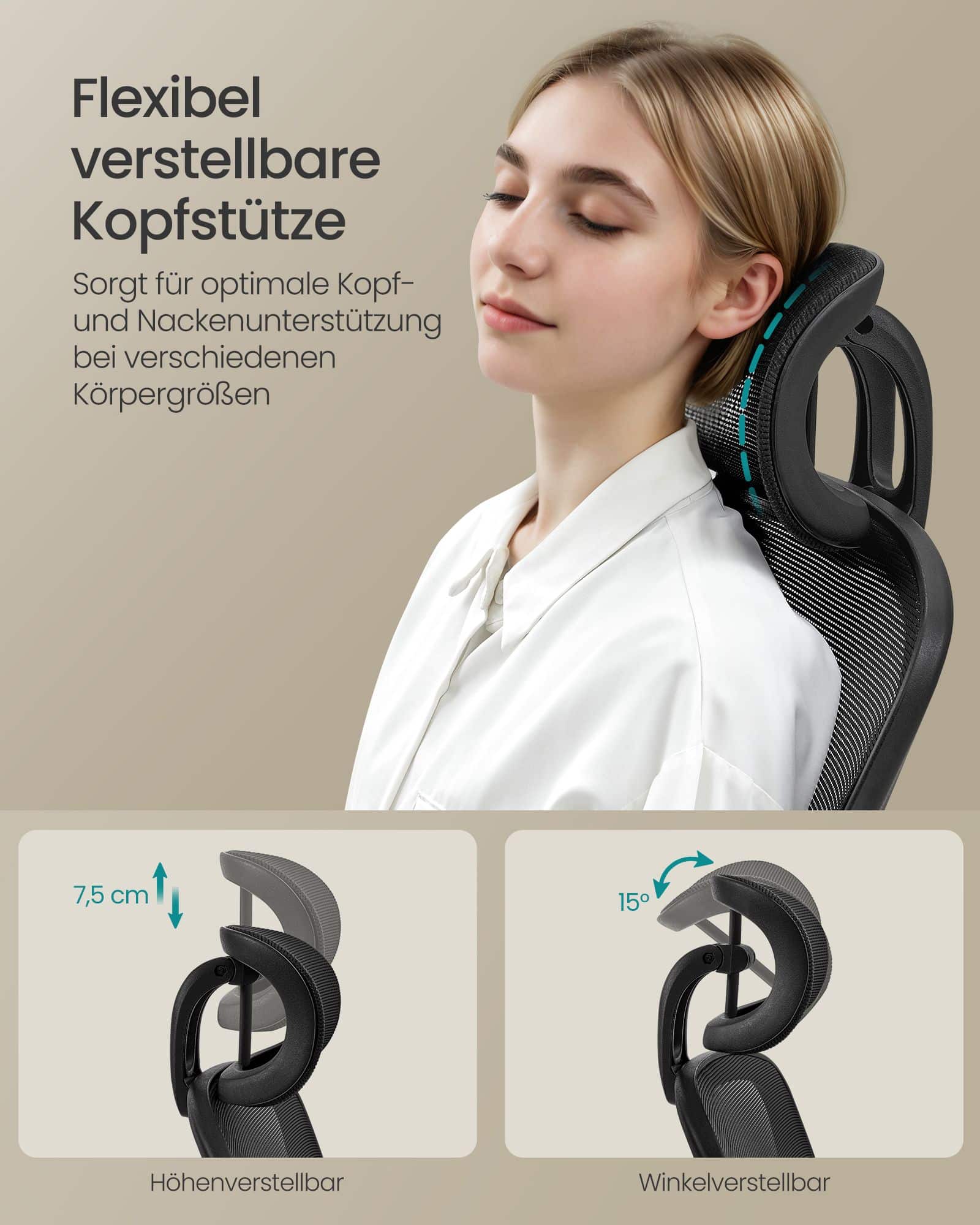 Bürostuhl ergonomisch mit Mesh tintenschwarz