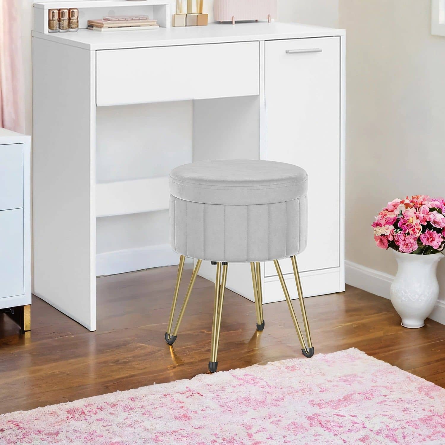 Sitzhocker, Hocker mit Stauraum, runder Sitzhocker Sitzhocker, Hocker mit Stauraum, runder Sitzhocker