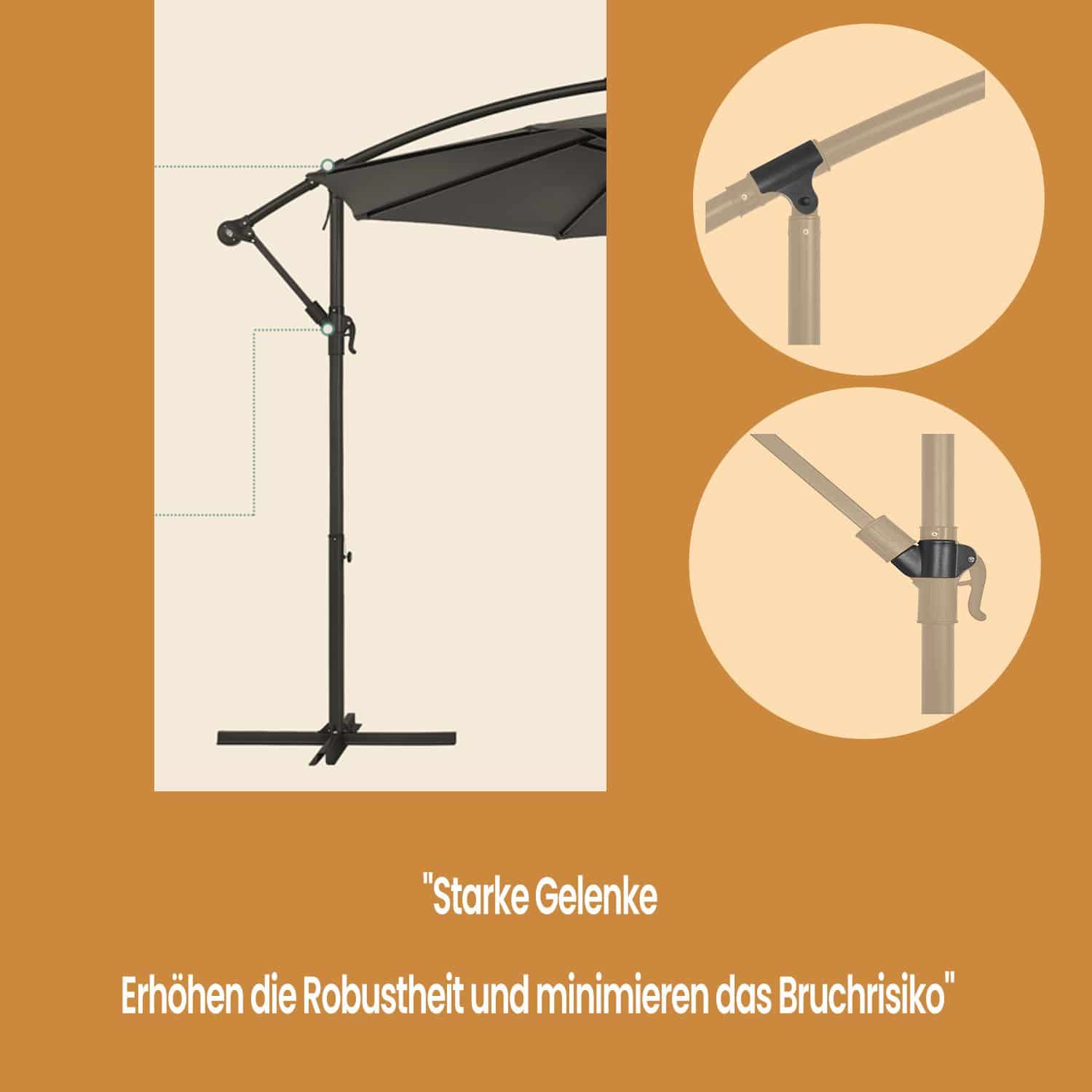 Sonnenschirm, Ampelschirm 300 cm d, mit Ständer Sonnenschirm, Ampelschirm 300 cm d, mit Ständer