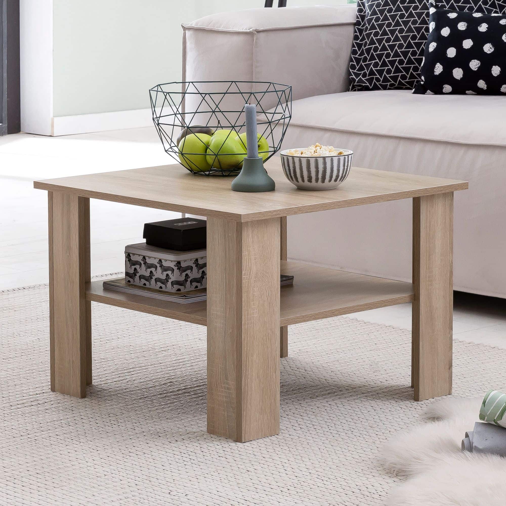 48493-WOHNLING-Couchtisch-GINA-60x60x42-cm-Sonoma_1 Couchtisch WL5.833 Sonoma Eiche 60x42x60 cm Design Holztisch mit Ablage
