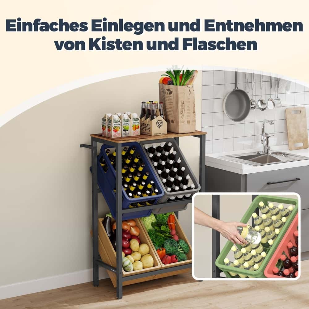Getränkekistenregal, 2 Ebenen, für 4 Kisten