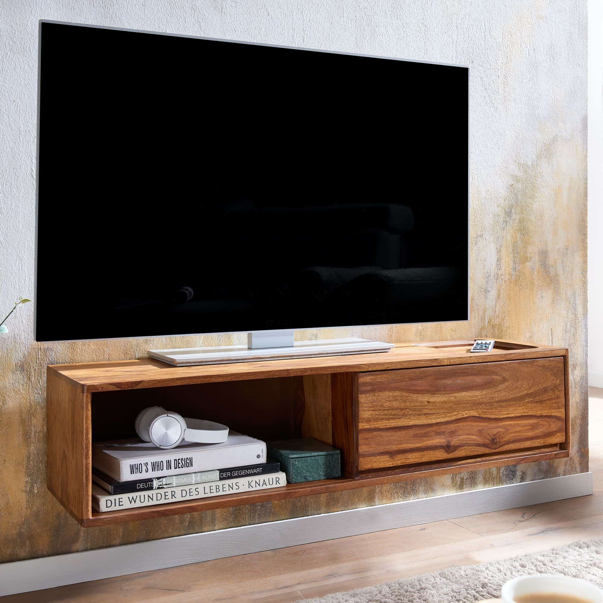 64522-Wohnling-TV-Wandboard-108x35x25-cm-Sheesham-WL6-524-WL6-524_2 Lowboard Hängend Sheesham Massivholz 108x25x34 cm TV-Schrank Braun