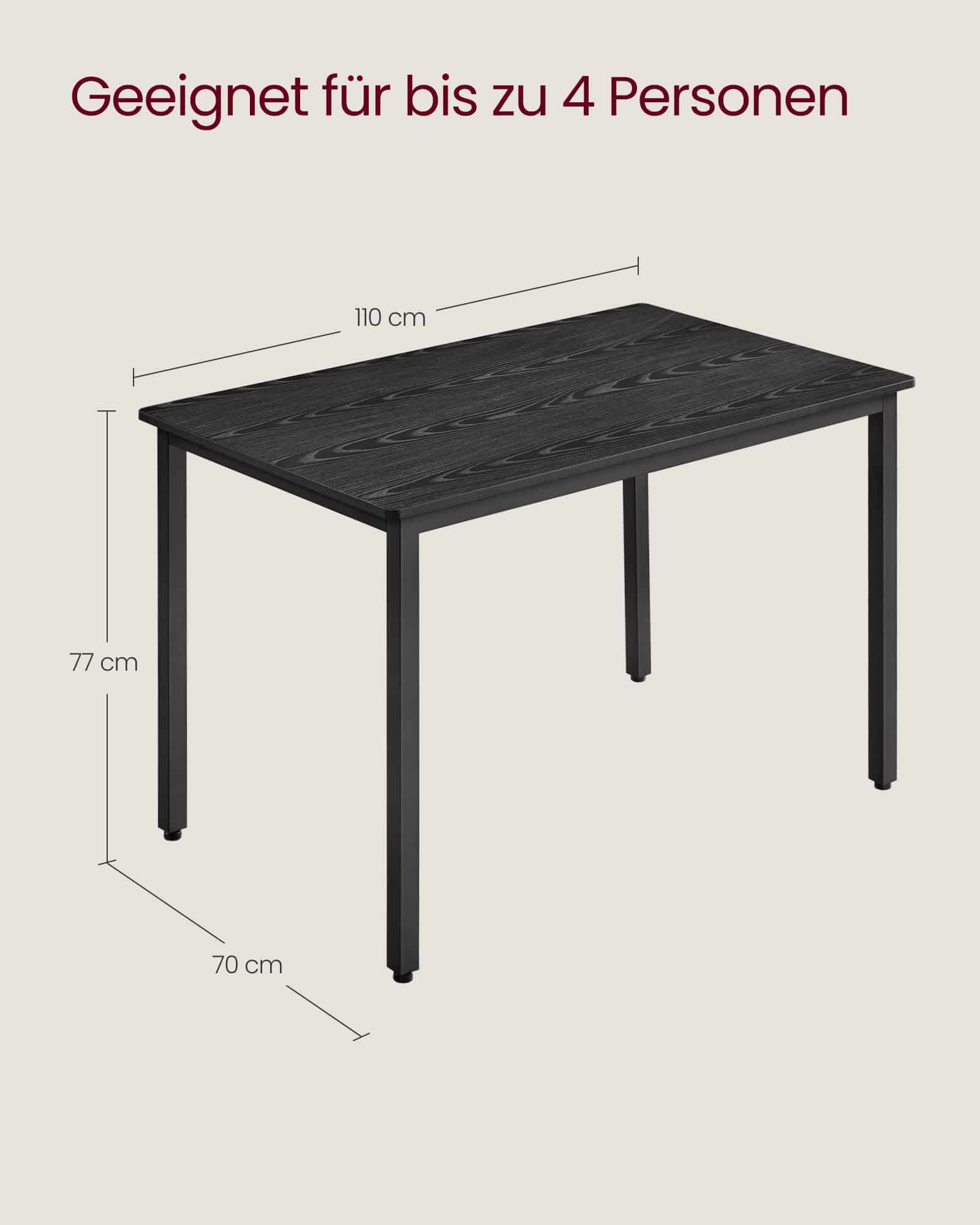 Esstisch 70 x 110 x 77 cm ebenholzschwarz-mattschwarz Esstisch 70 x 110 x 77 cm ebenholzschwarz-mattschwarz