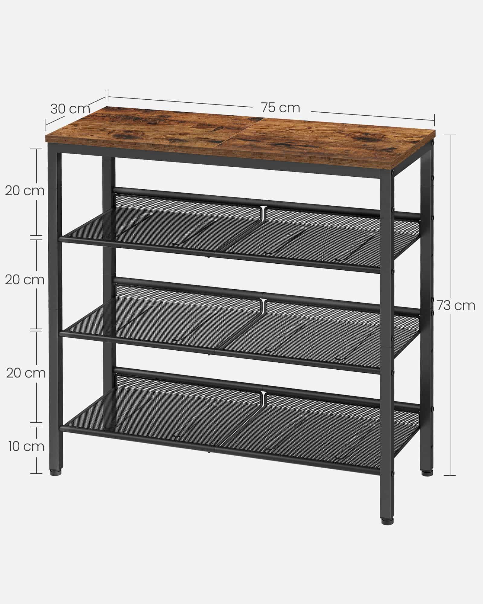 Schuhablage 4 Ebenen mit verstellbaren Gitterablagen-LBS040B01 Schuhablage 4 Ebenen mit verstellbaren Gitterablagen-LBS040B01