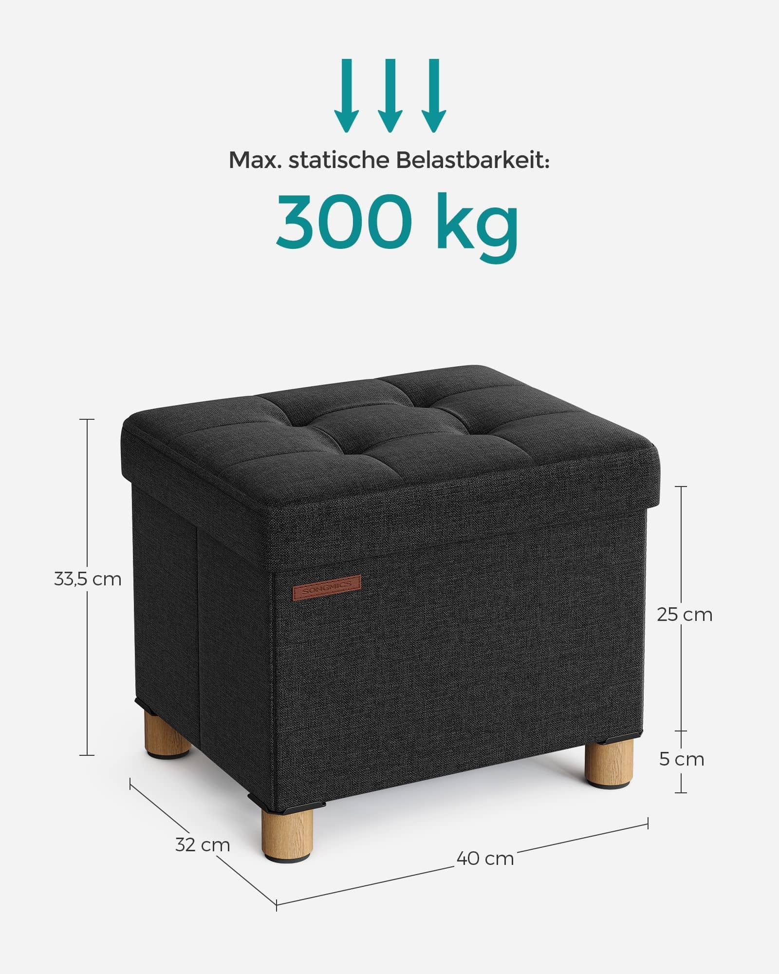 Sitzbank klappbar 32 x 40 x 33,5 cm mit Stauraum schwarz Sitzbank klappbar 32 x 40 x 33,5 cm mit Stauraum schwarz