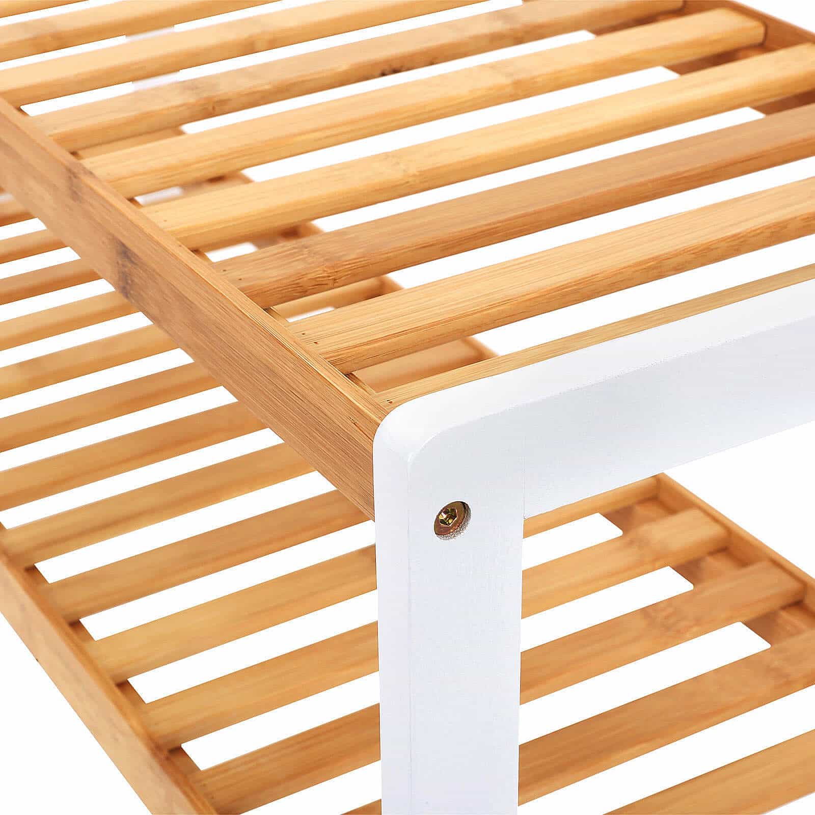 Schuhregal aus Bambus mit 3 Ebenen weiß-naturfarben-LBS03H