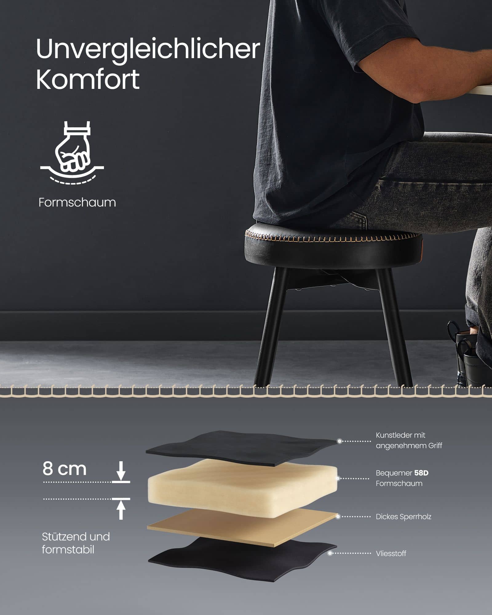 2er Set EKHO Kollektion - Esszimmerstühle tintenschwarz