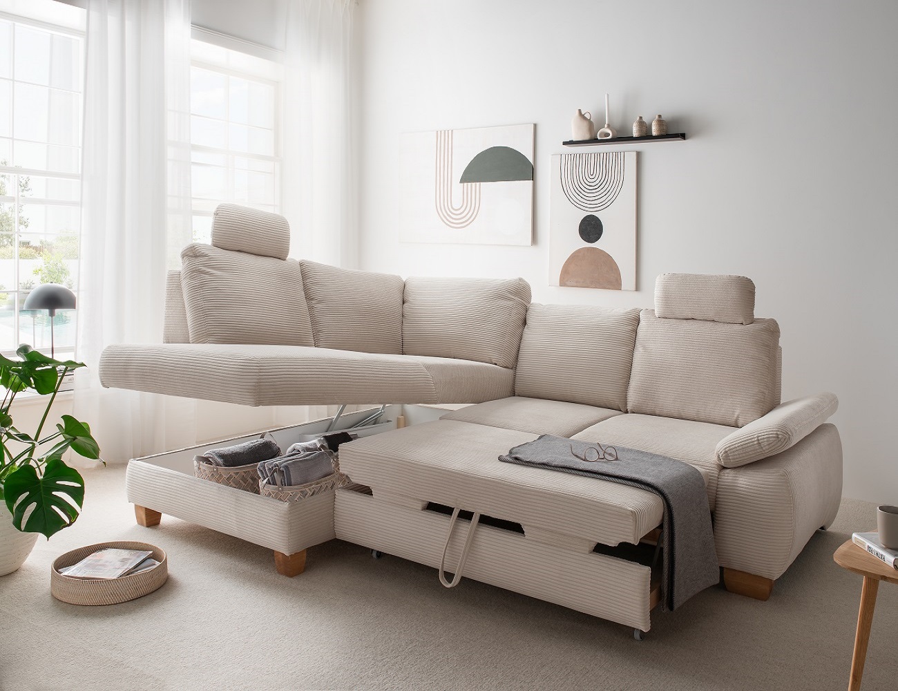 Positano Ecksofa mit Schlaffunktion und Bettkasten von Benformato Positano Ecksofa mit Schlaffunktion und Bettkasten von Benformato