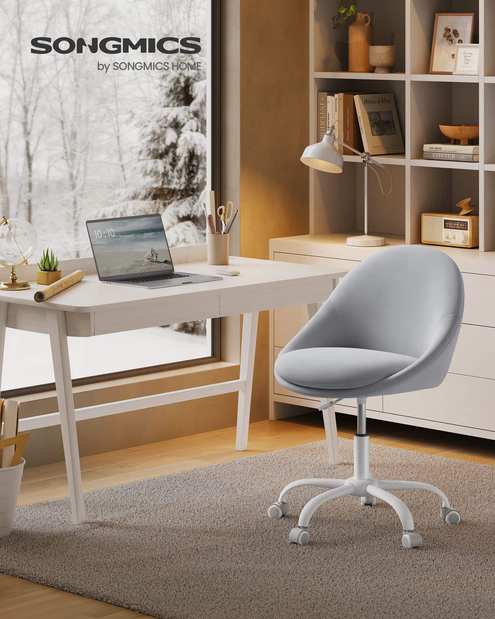 Bürostuhl aus Samt höhenverstellbar und taubengrau-OBG020G04 Bürostuhl aus Samt höhenverstellbar und taubengrau-OBG020G04