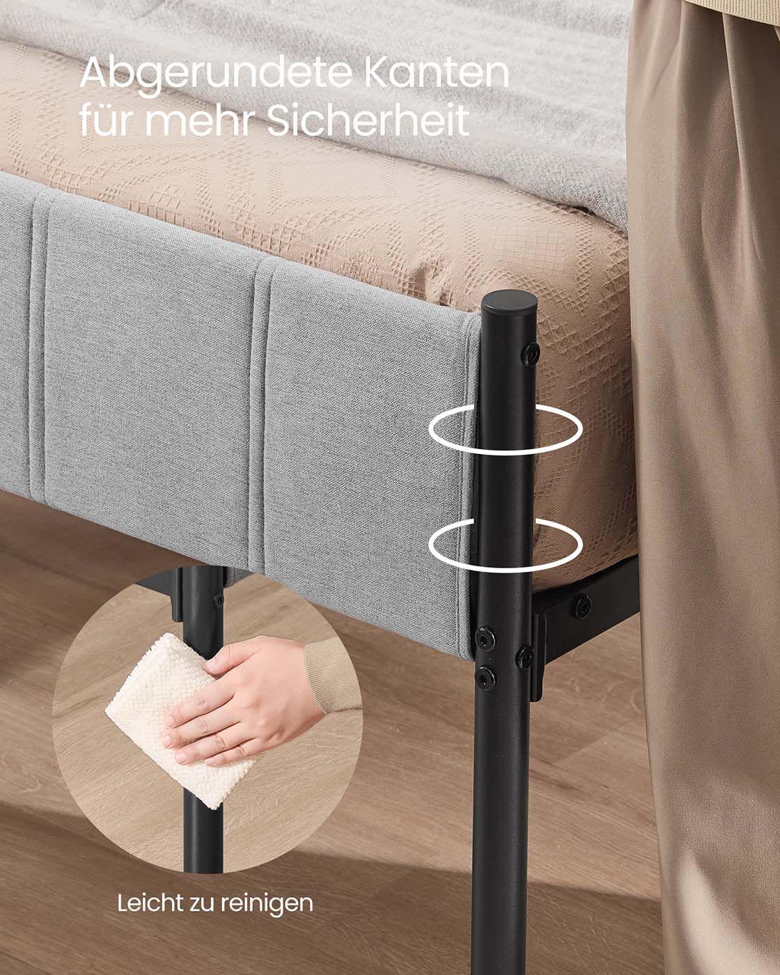 Doppelbettgestell 140 x 200 cm mit Stahl-Latten taubengrau