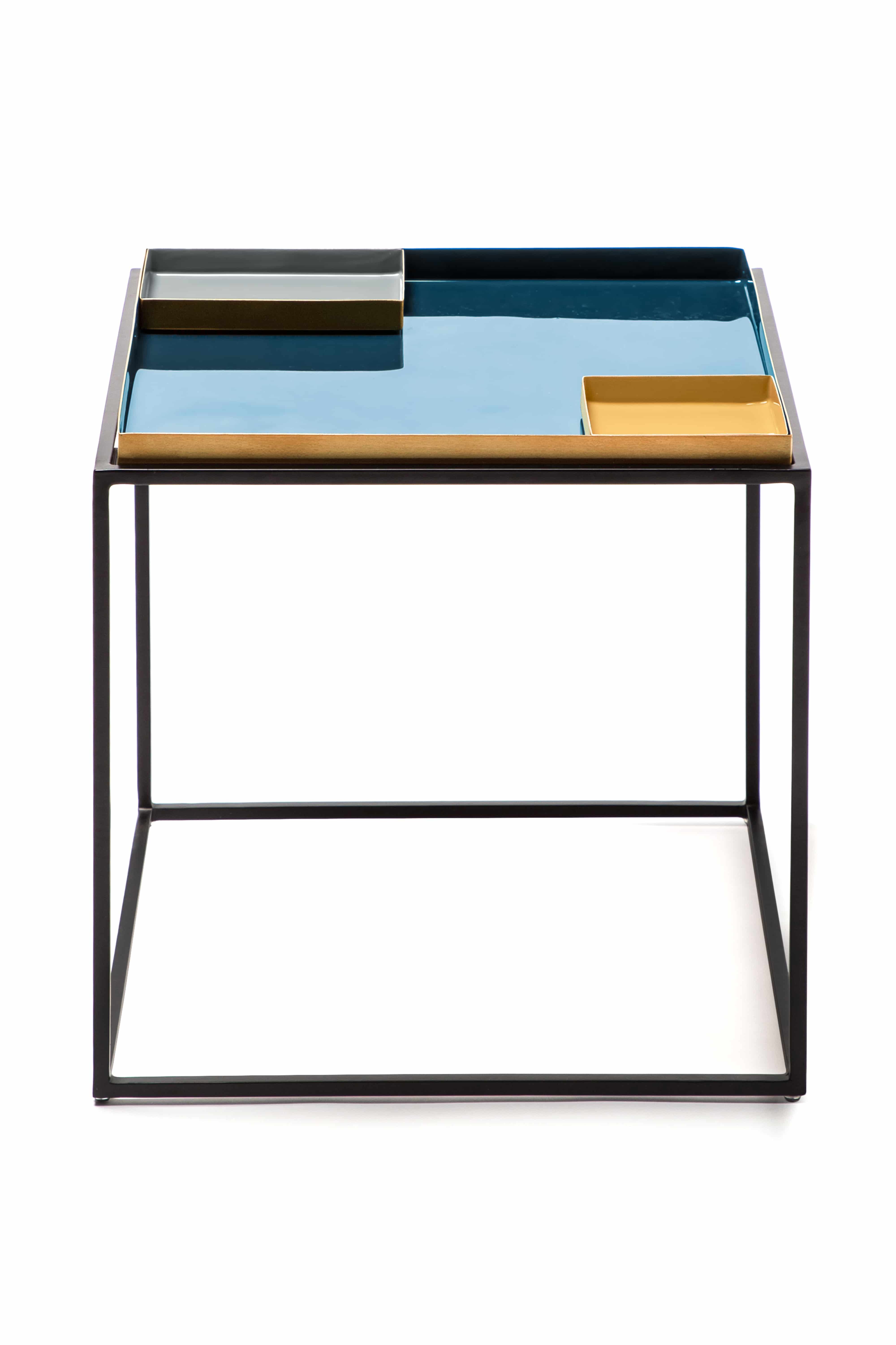 Beistelltisch Famosa 260 Blau / Grau / Orange Beistelltisch Famosa 260 Blau / Grau / Orange