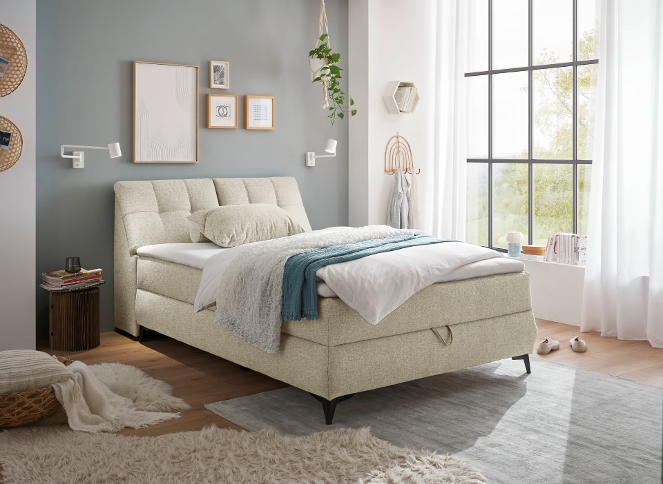 Boxbett Atlantis 140×200 cm in Ivory von ED Exciting Design mit Bettkasten
