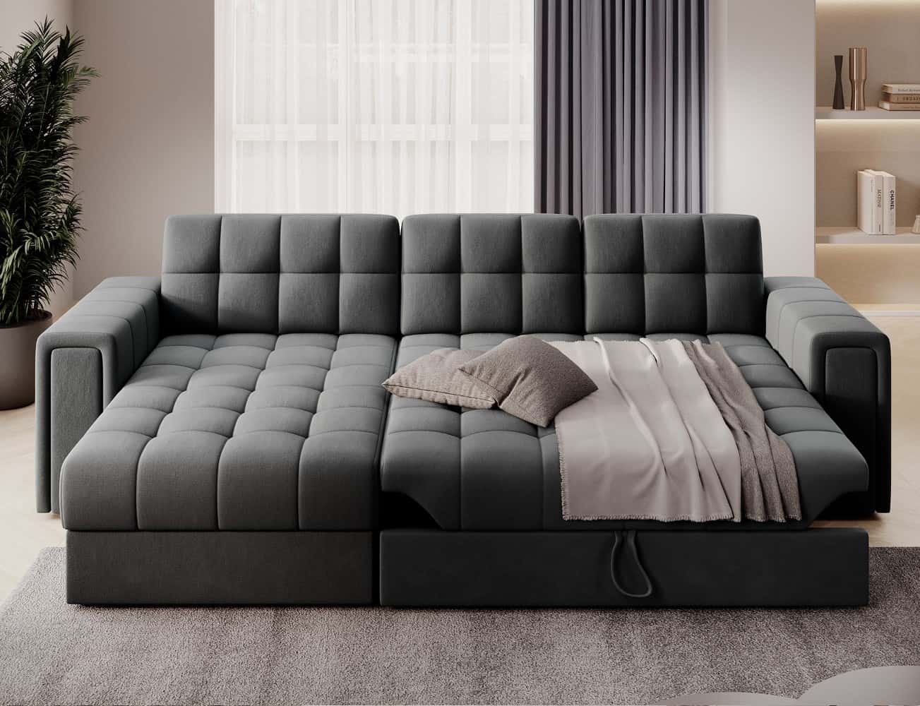 Ecksofa Blenvi mit Schlaffunktion & Bettkasten | Sola | Eltap | beidseitig montierbar