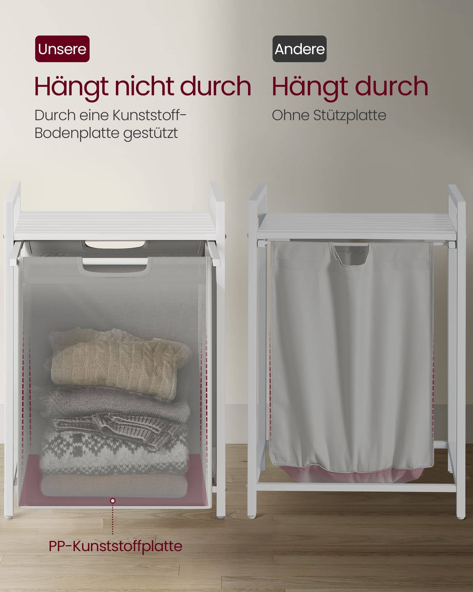 Wäschesammler mit Ablage aus Oxford-Gewebe 65 L taubengrau Wäschesammler mit Ablage aus Oxford-Gewebe 65 L taubengrau